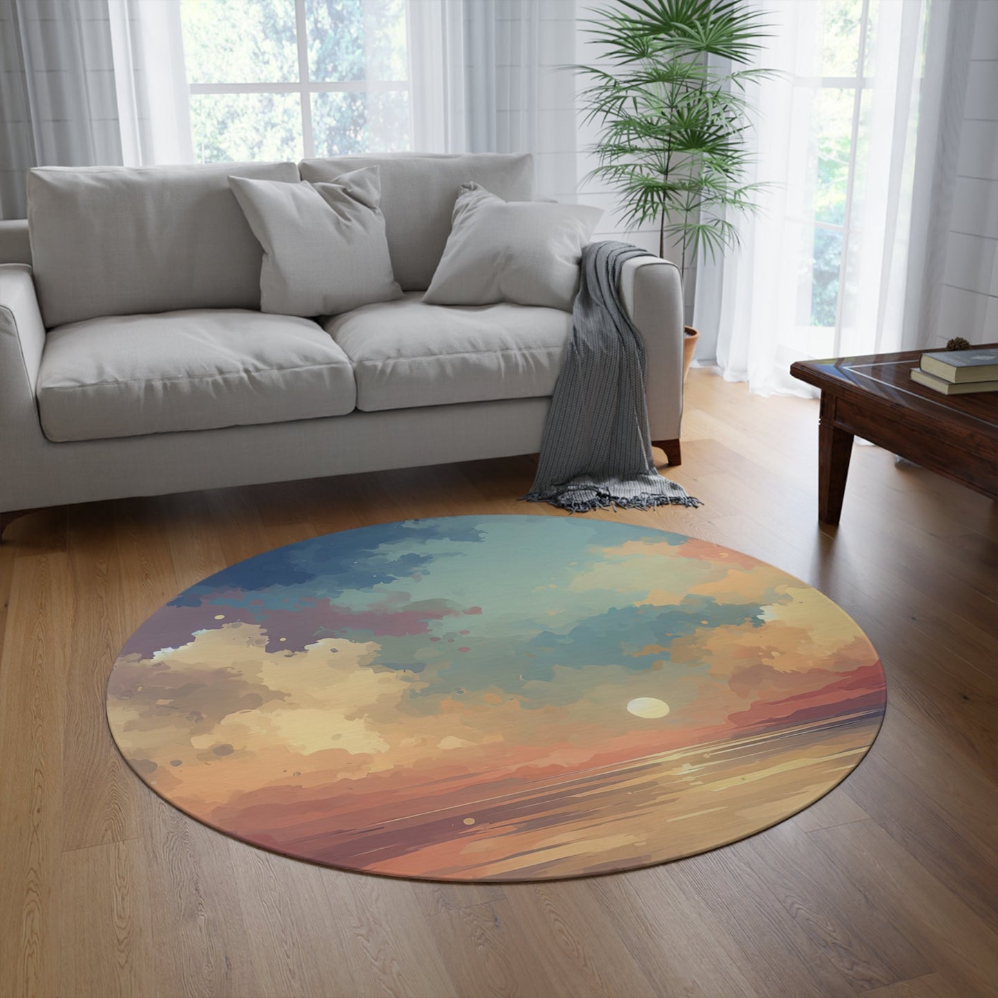 Dusky Sky Glow Round Rug - ATUH.ART