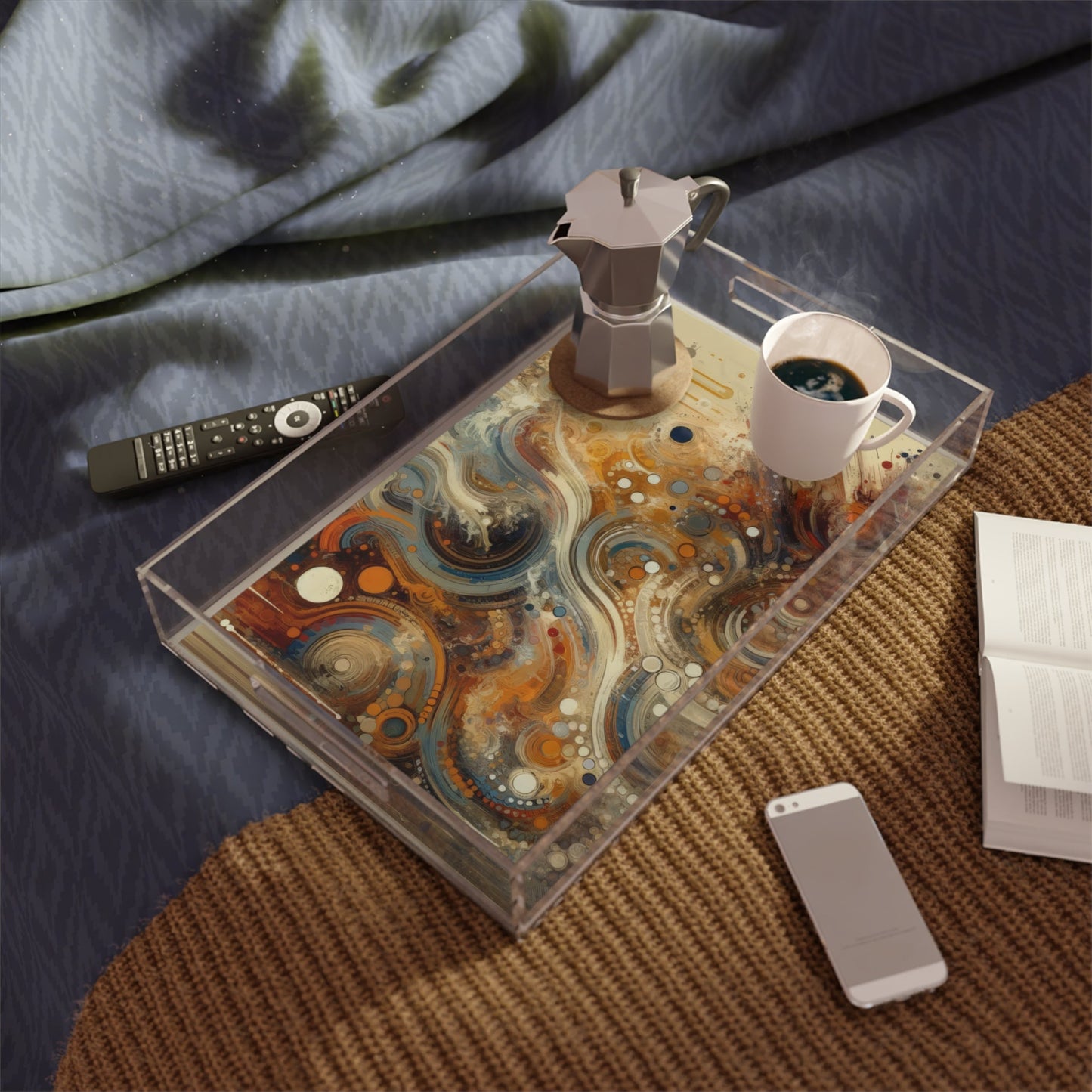 Dynamic Cultural Mosaic Acrylic Serving Tray - ATUH.ART