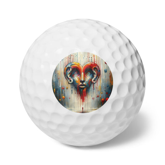 Ears Heart Expression Golf Balls, 6pcs - ATUH.ART