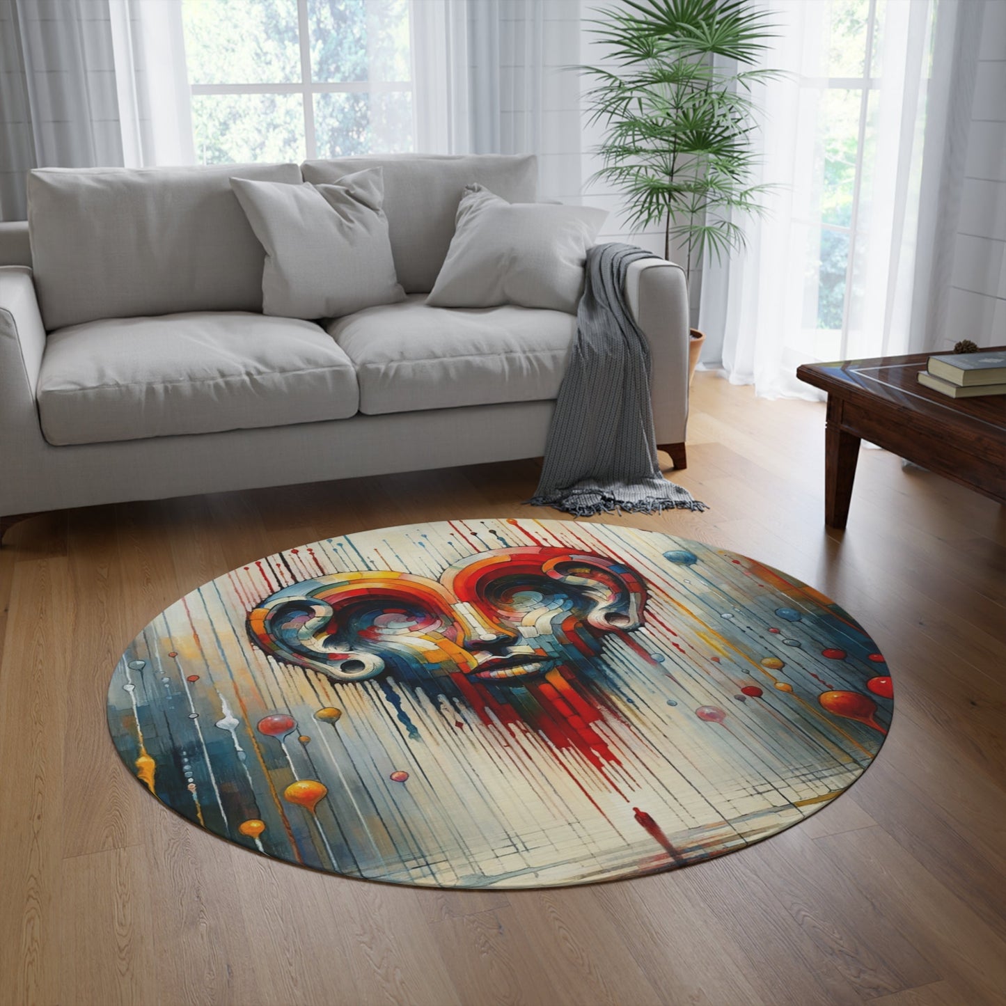 Ears Heart Expression Round Rug - ATUH.ART