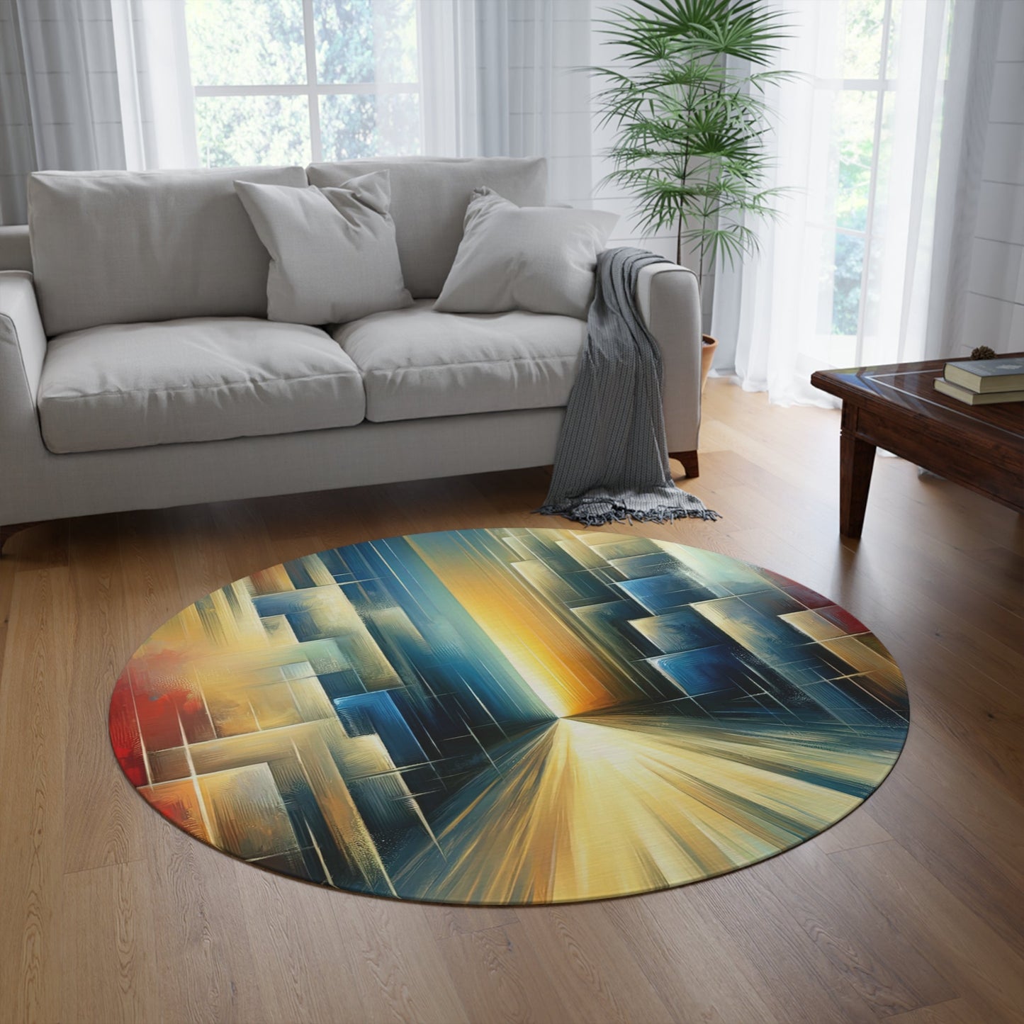 Echoes Dissolving Light Round Rug - ATUH.ART