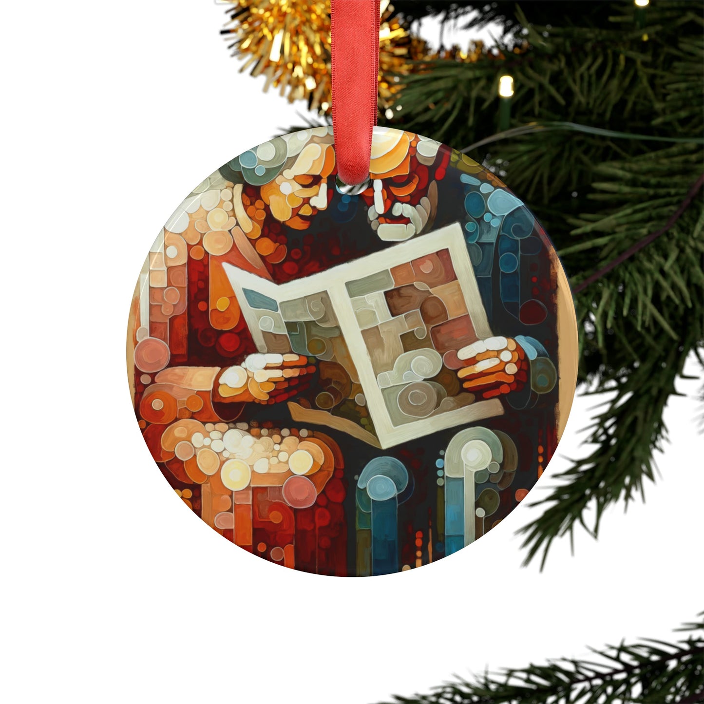 Elderly Unity Tachism Acrylic Ornament with Ribbon - ATUH.ART