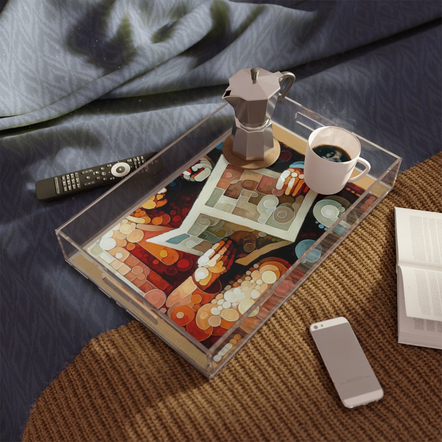 Elderly Unity Tachism Acrylic Serving Tray - ATUH.ART