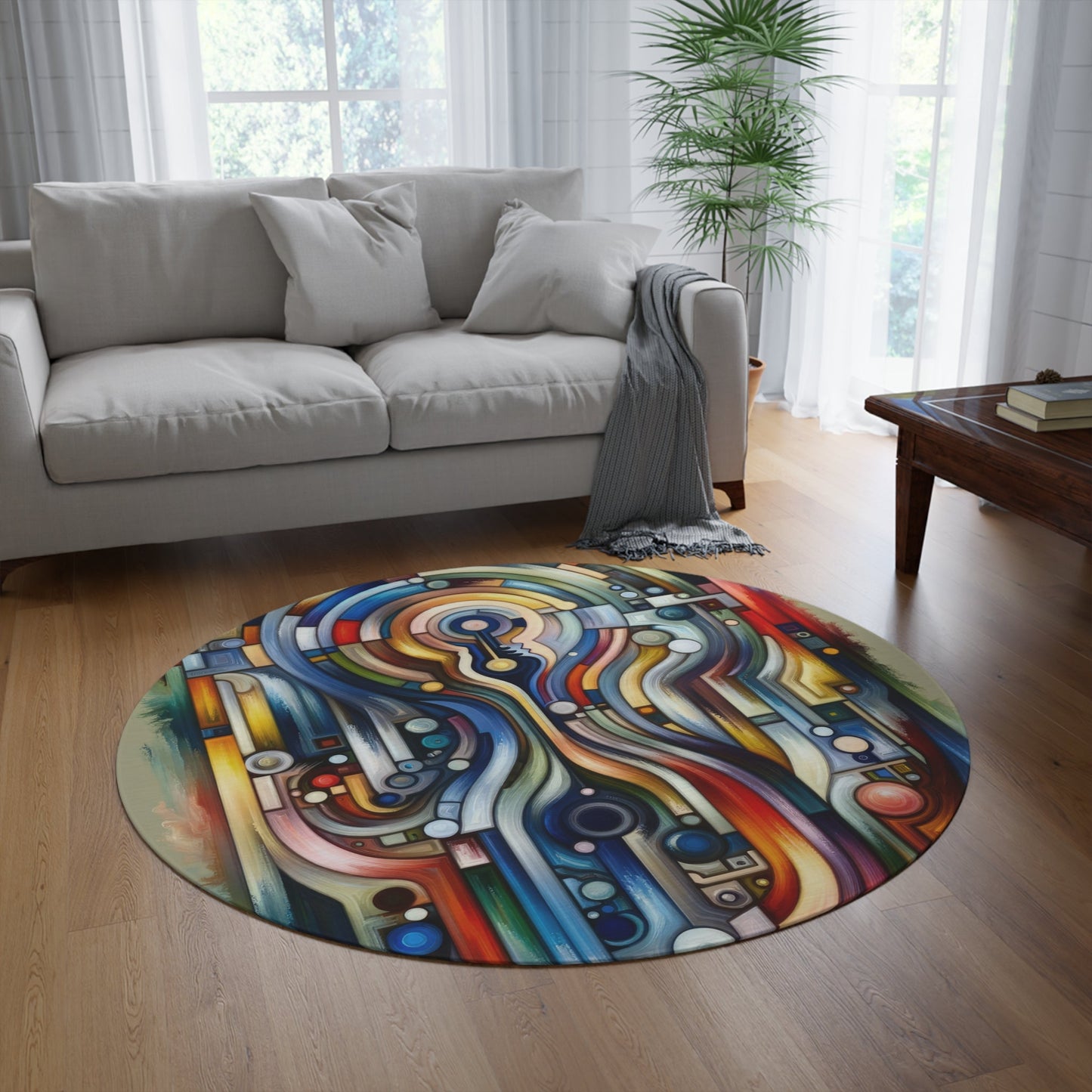 Embracing Faceted Unity Round Rug - ATUH.ART