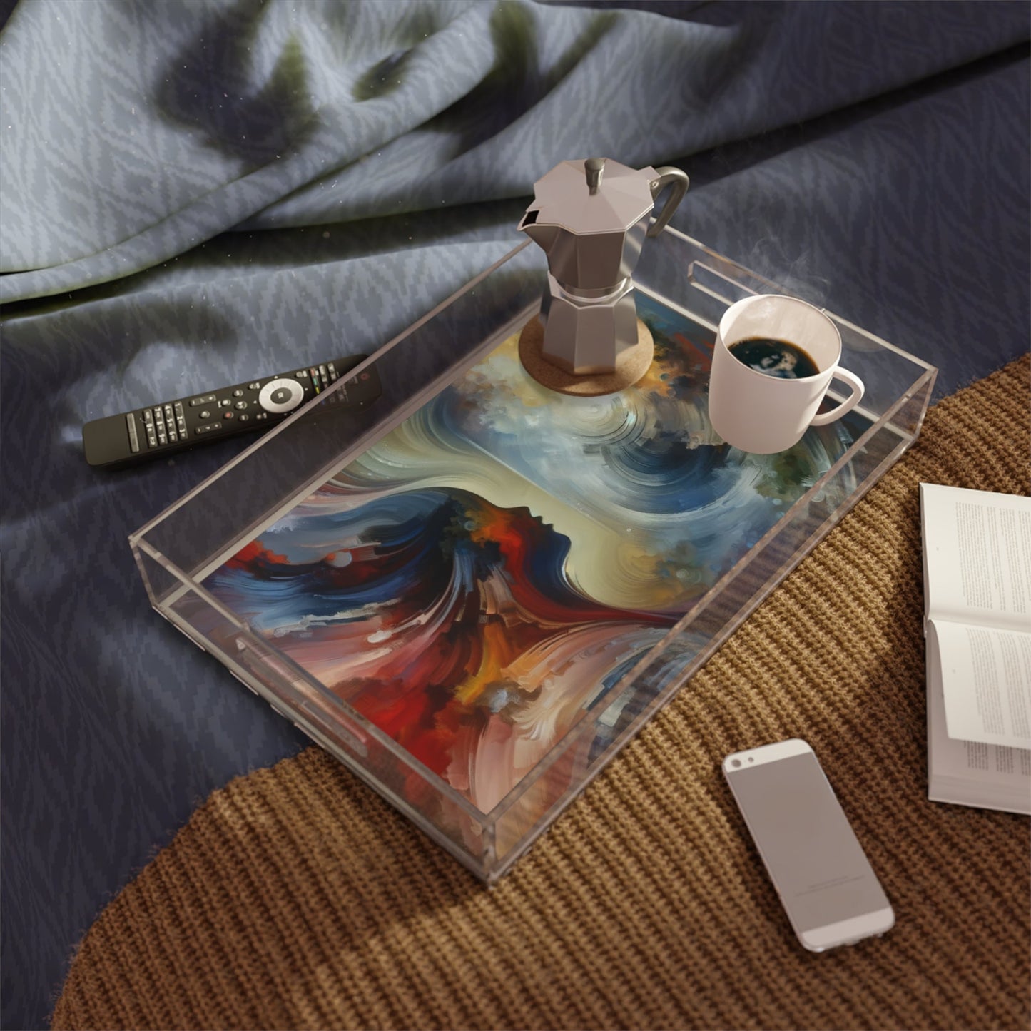 Embracing Sovereign Reflectivity Acrylic Serving Tray - ATUH.ART