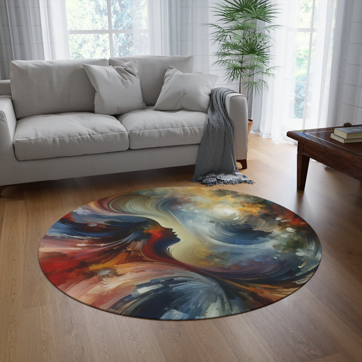 Embracing Sovereign Reflectivity Round Rug - ATUH.ART
