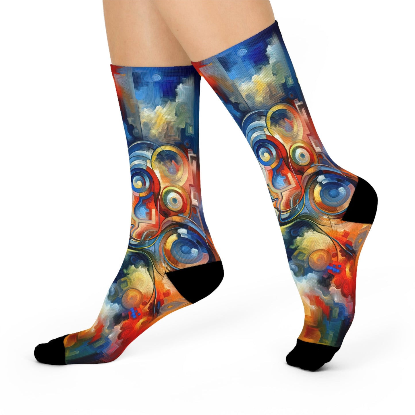 Emotional Perception Abstract Cushioned Crew Socks - ATUH.ART