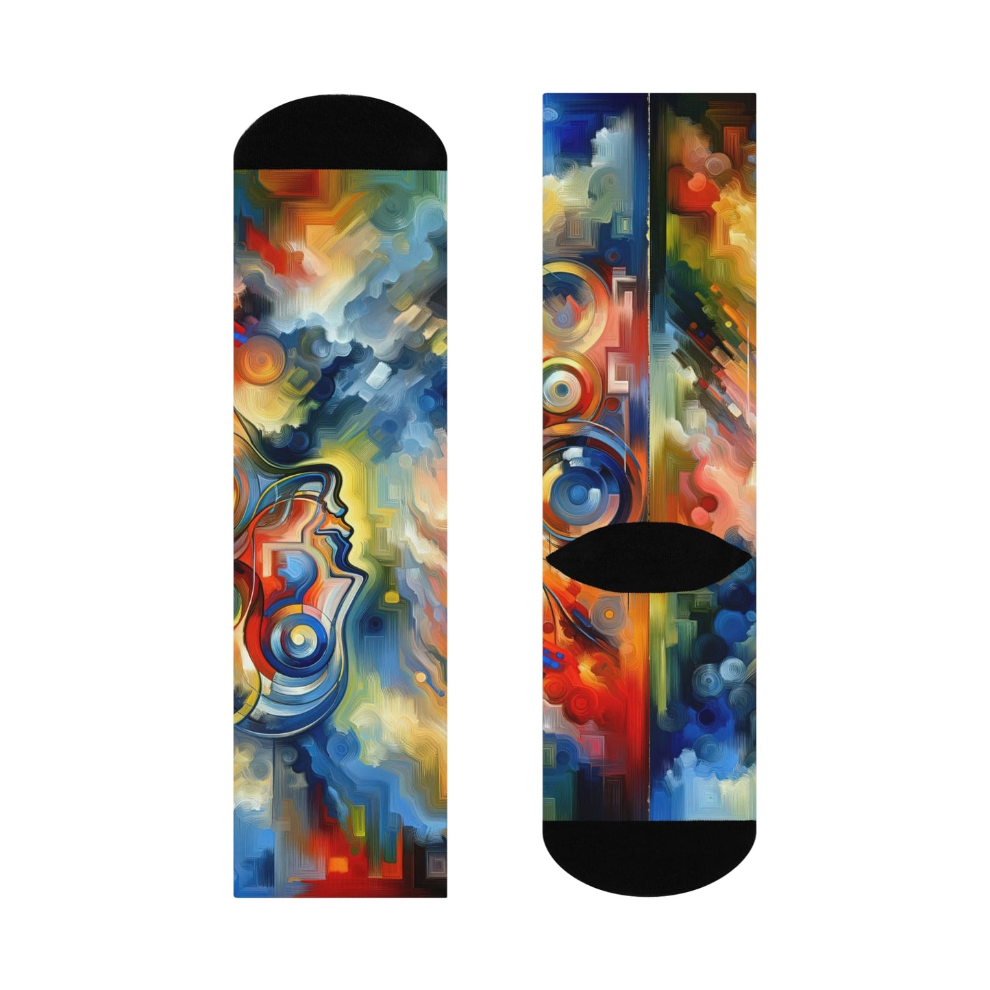 Emotional Perception Abstract Cushioned Crew Socks - ATUH.ART