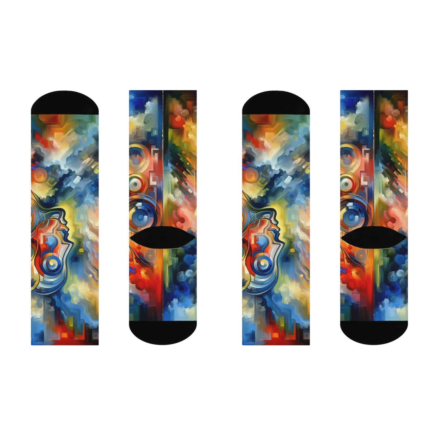 Emotional Perception Abstract Cushioned Crew Socks - ATUH.ART