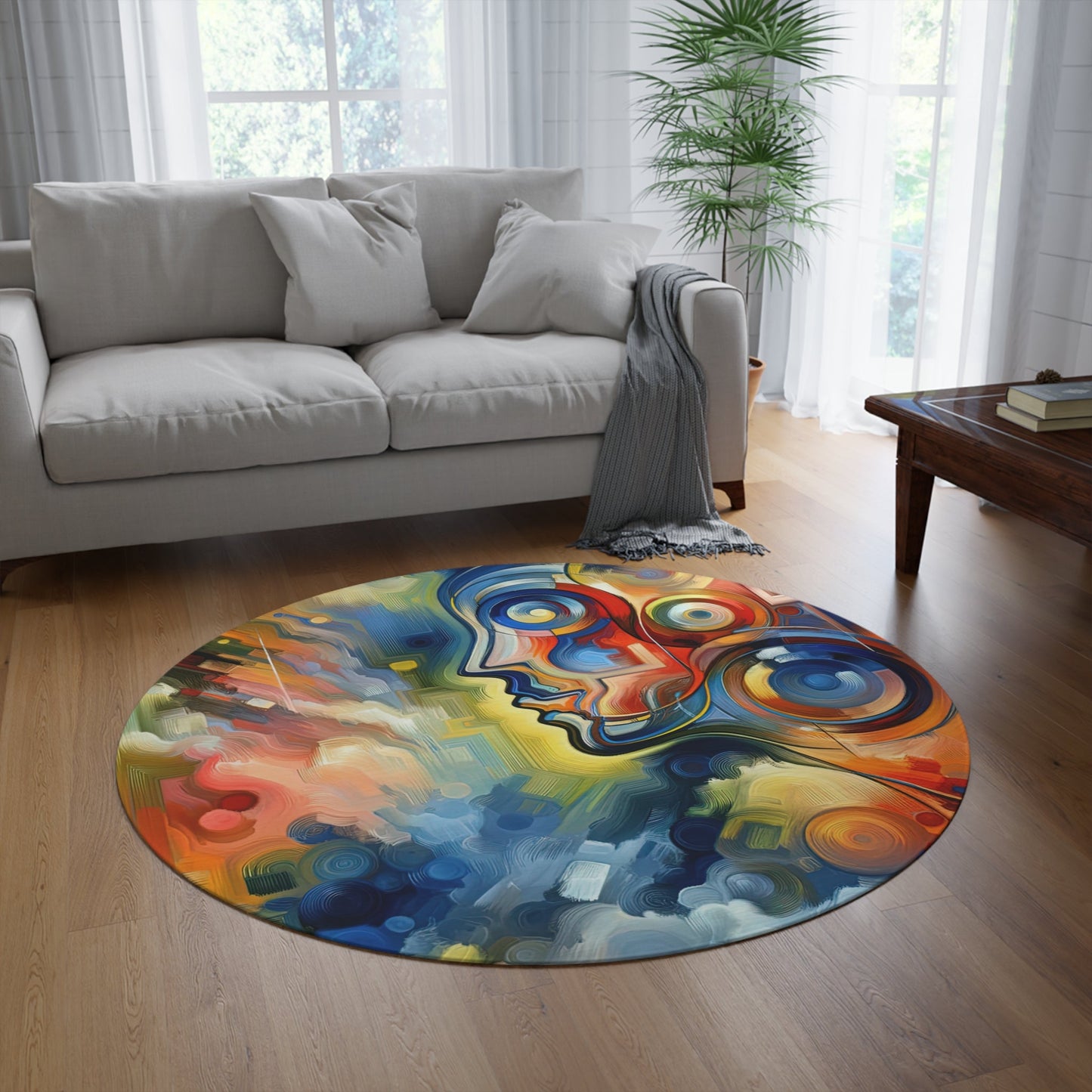 Emotional Perception Abstract Round Rug - ATUH.ART