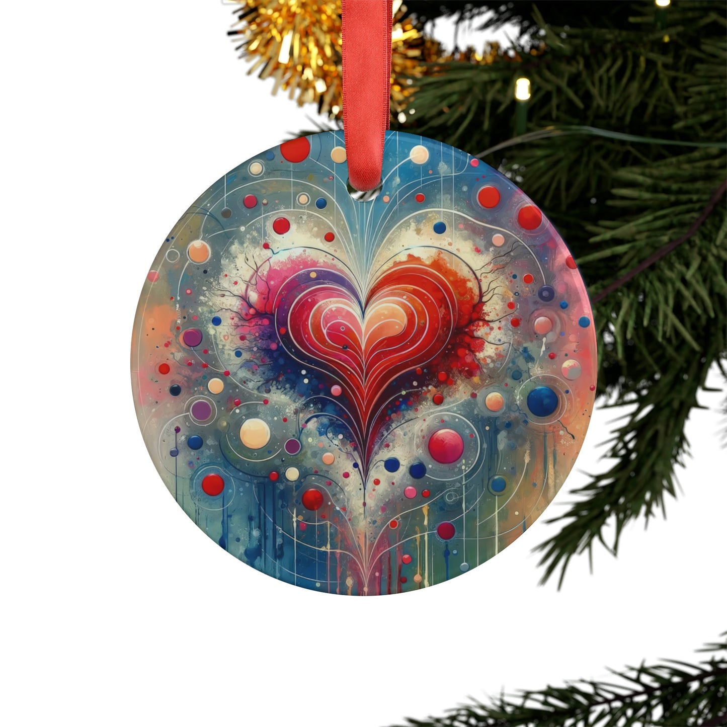 Emotional Physics Heart Acrylic Ornament with Ribbon - ATUH.ART