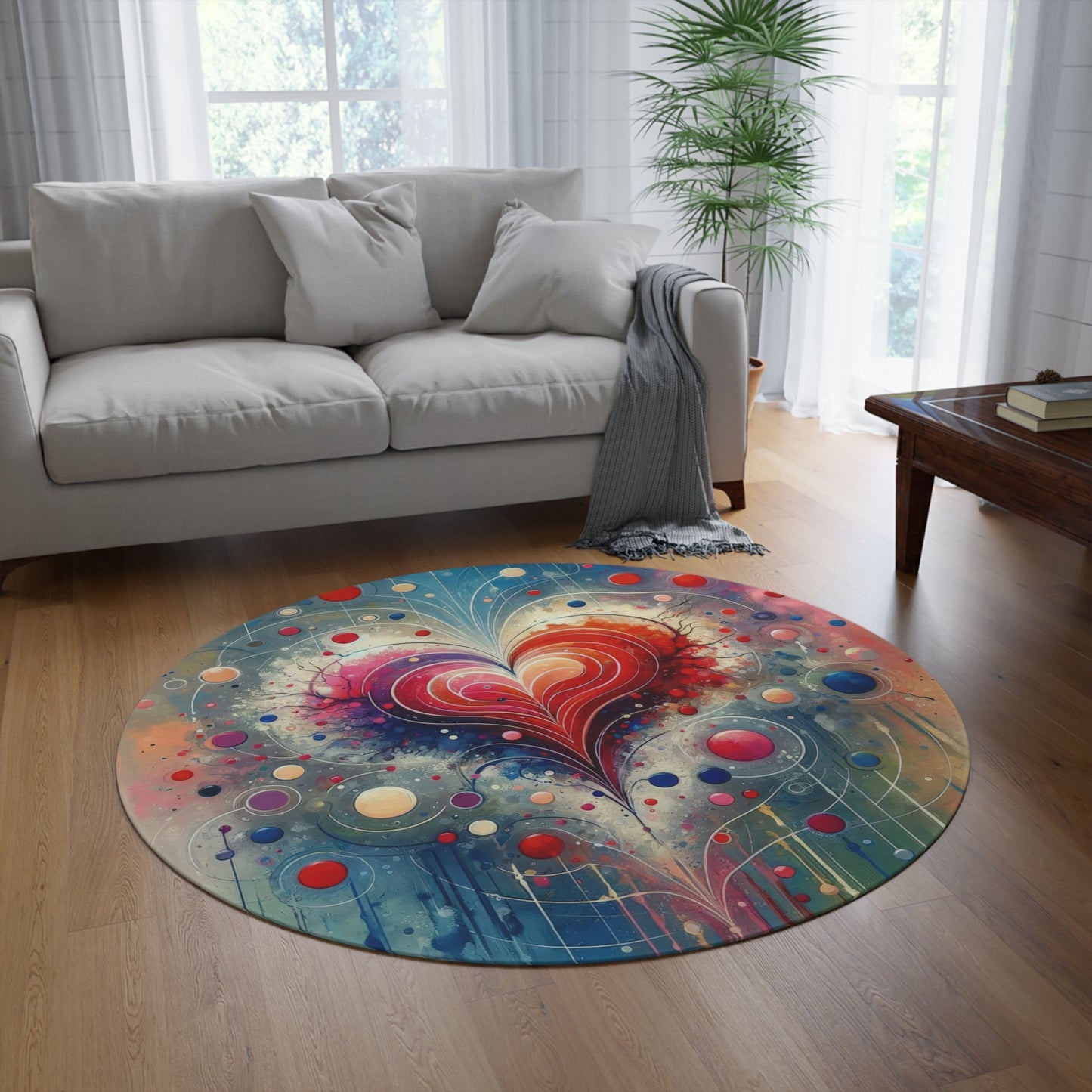 Emotional Physics Heart Round Rug - ATUH.ART