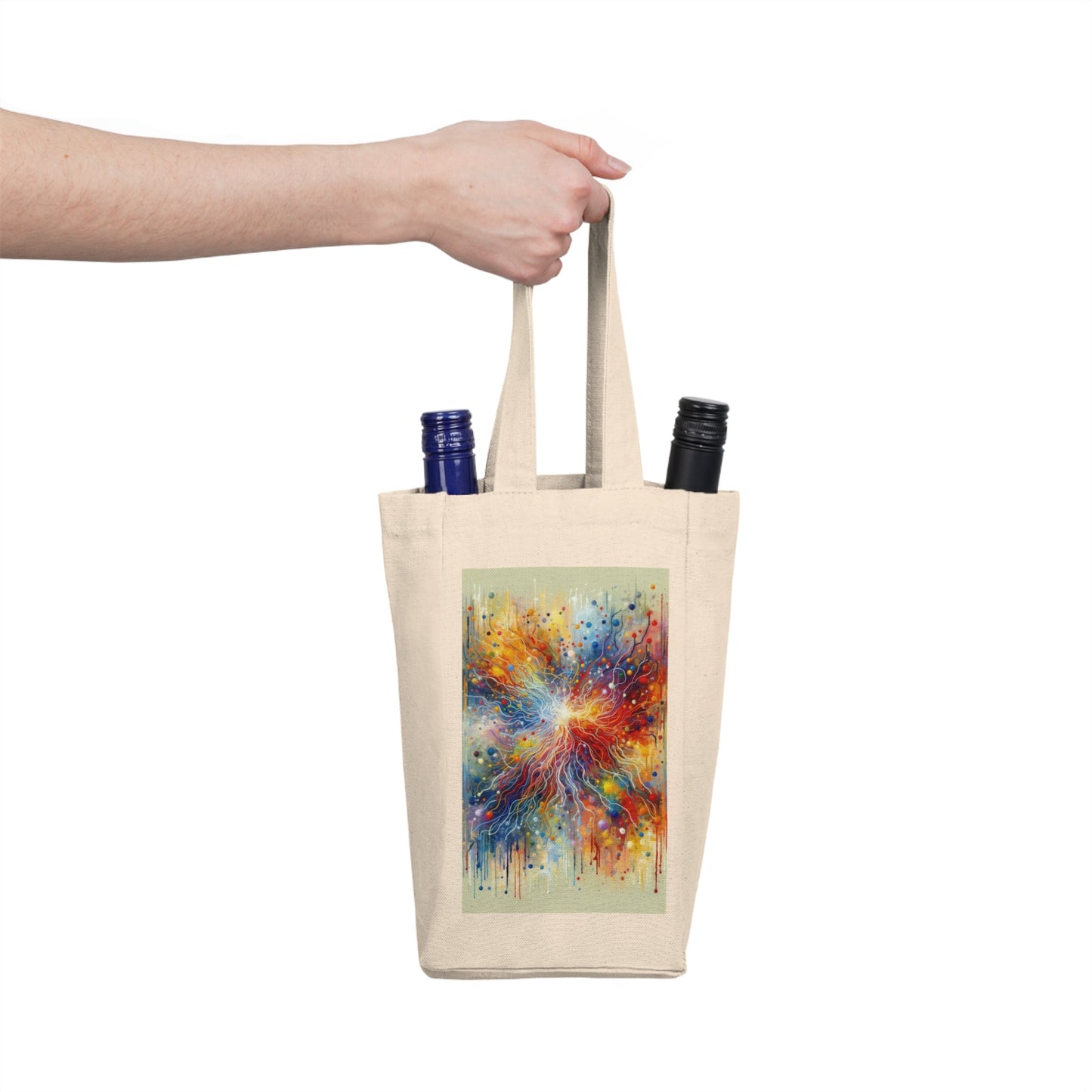 Emotive Yarn Explosion Double Wine Tote Bag - ATUH.ART