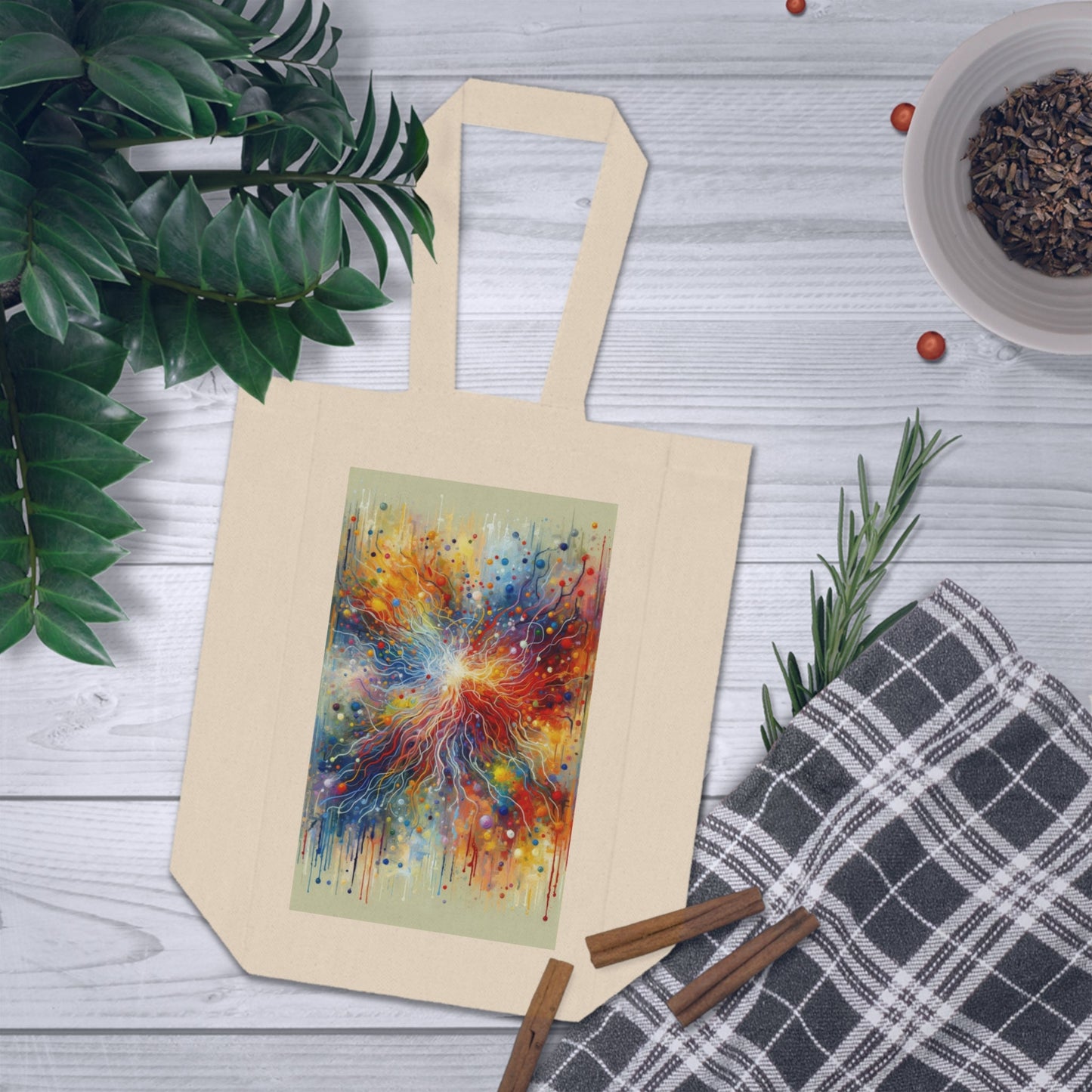 Emotive Yarn Explosion Double Wine Tote Bag - ATUH.ART