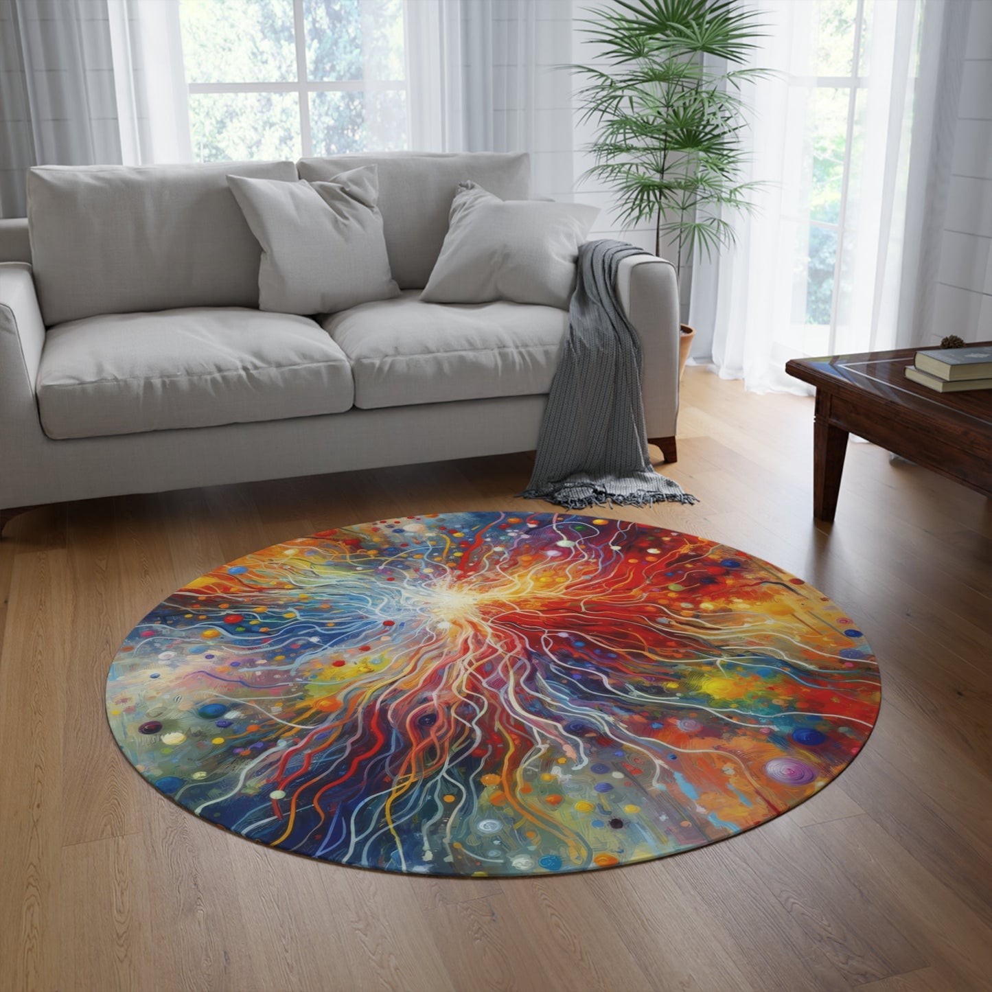 Emotive Yarn Explosion Round Rug - ATUH.ART