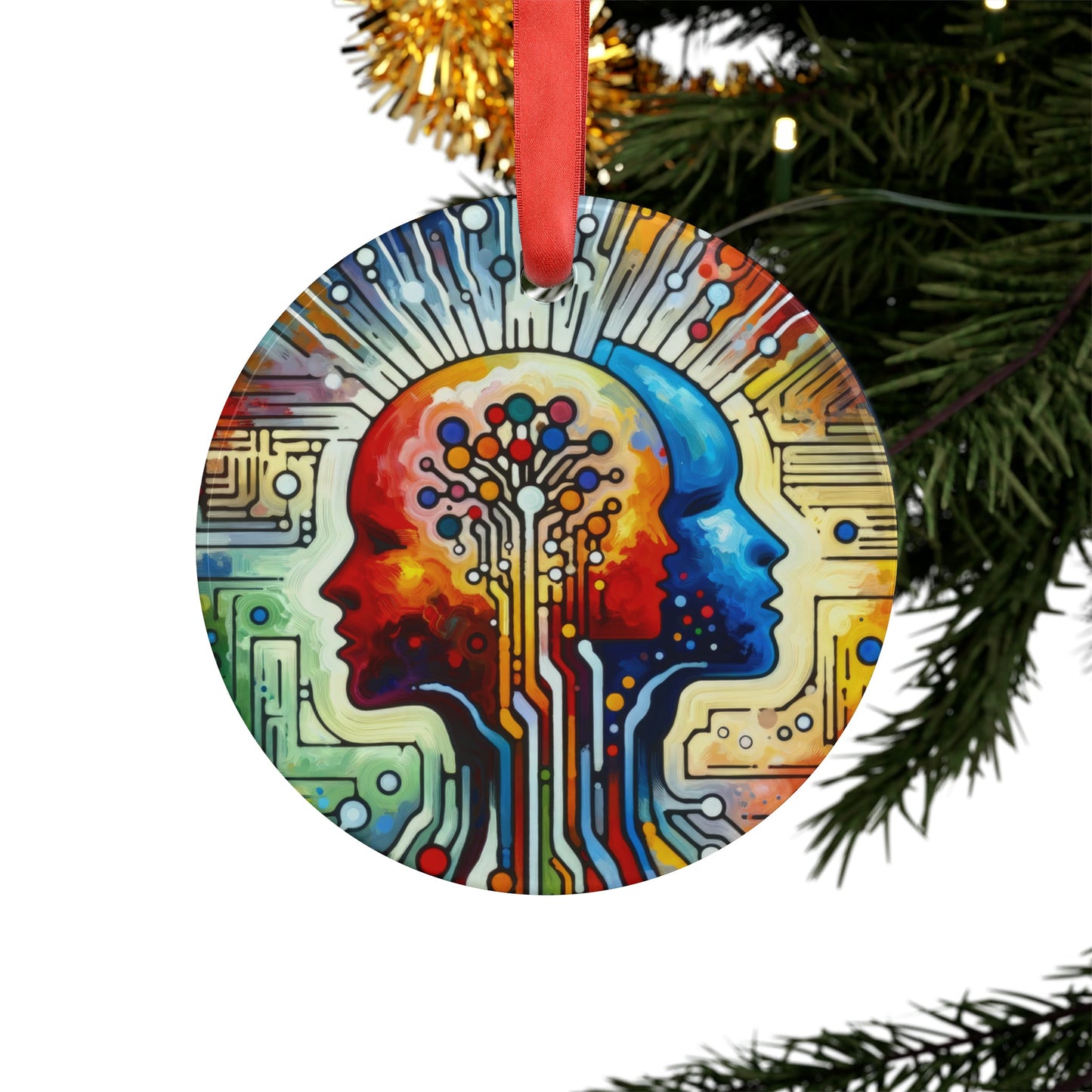 Empathetic Connection Abstract Acrylic Ornament with Ribbon - ATUH.ART