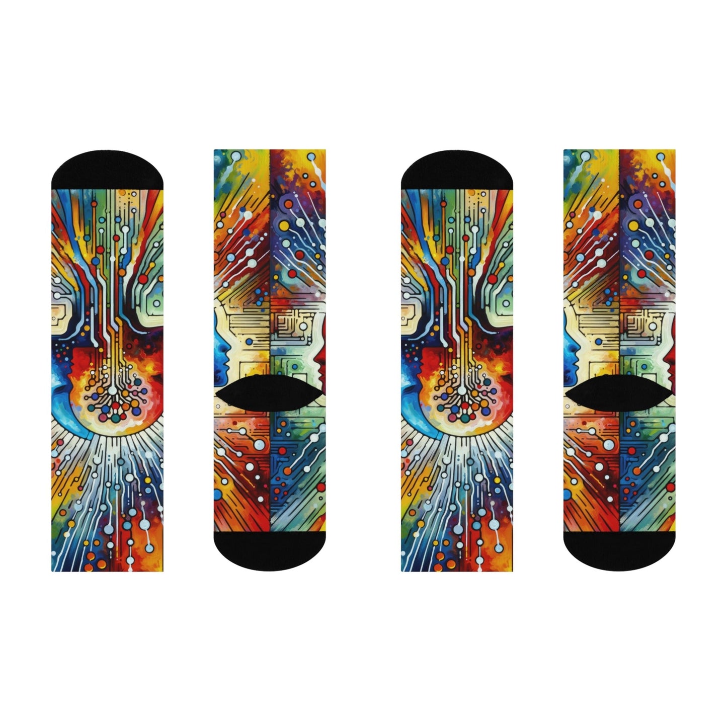 Empathetic Connection Abstract Cushioned Crew Socks - ATUH.ART