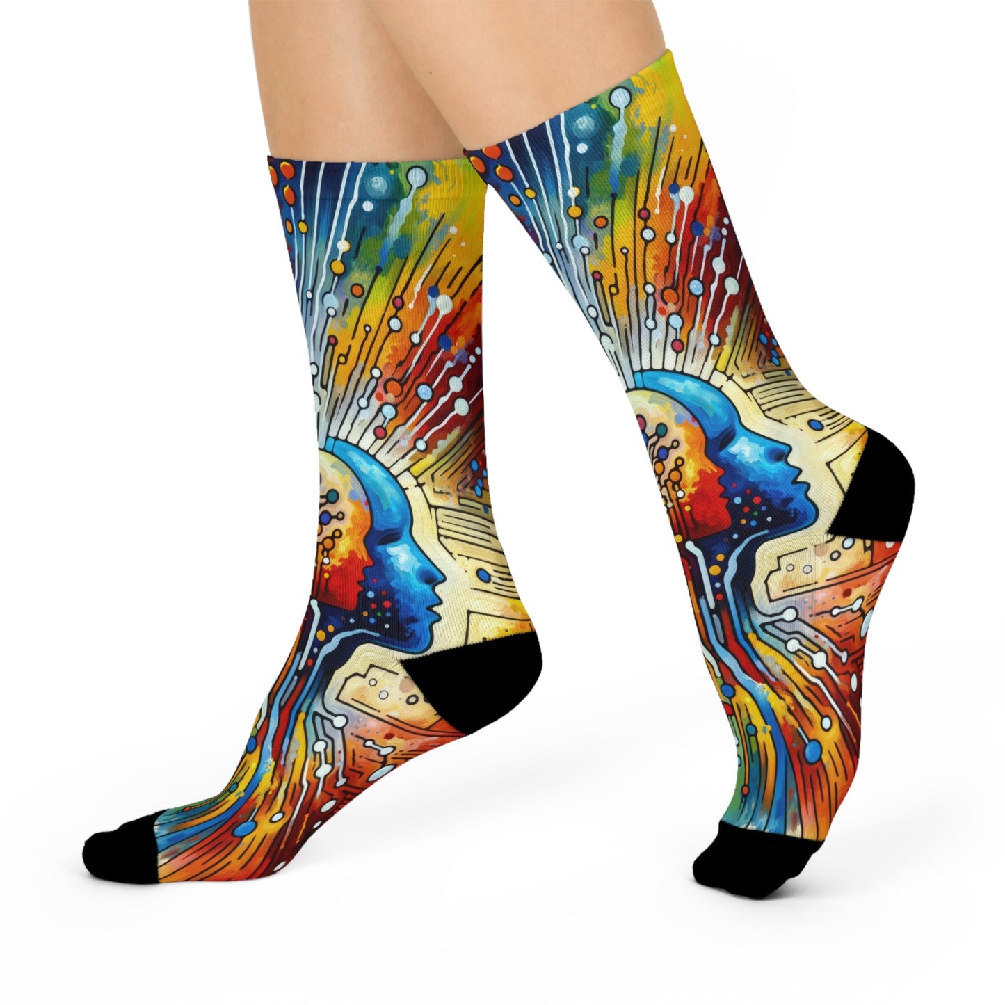 Empathetic Connection Abstract Cushioned Crew Socks - ATUH.ART