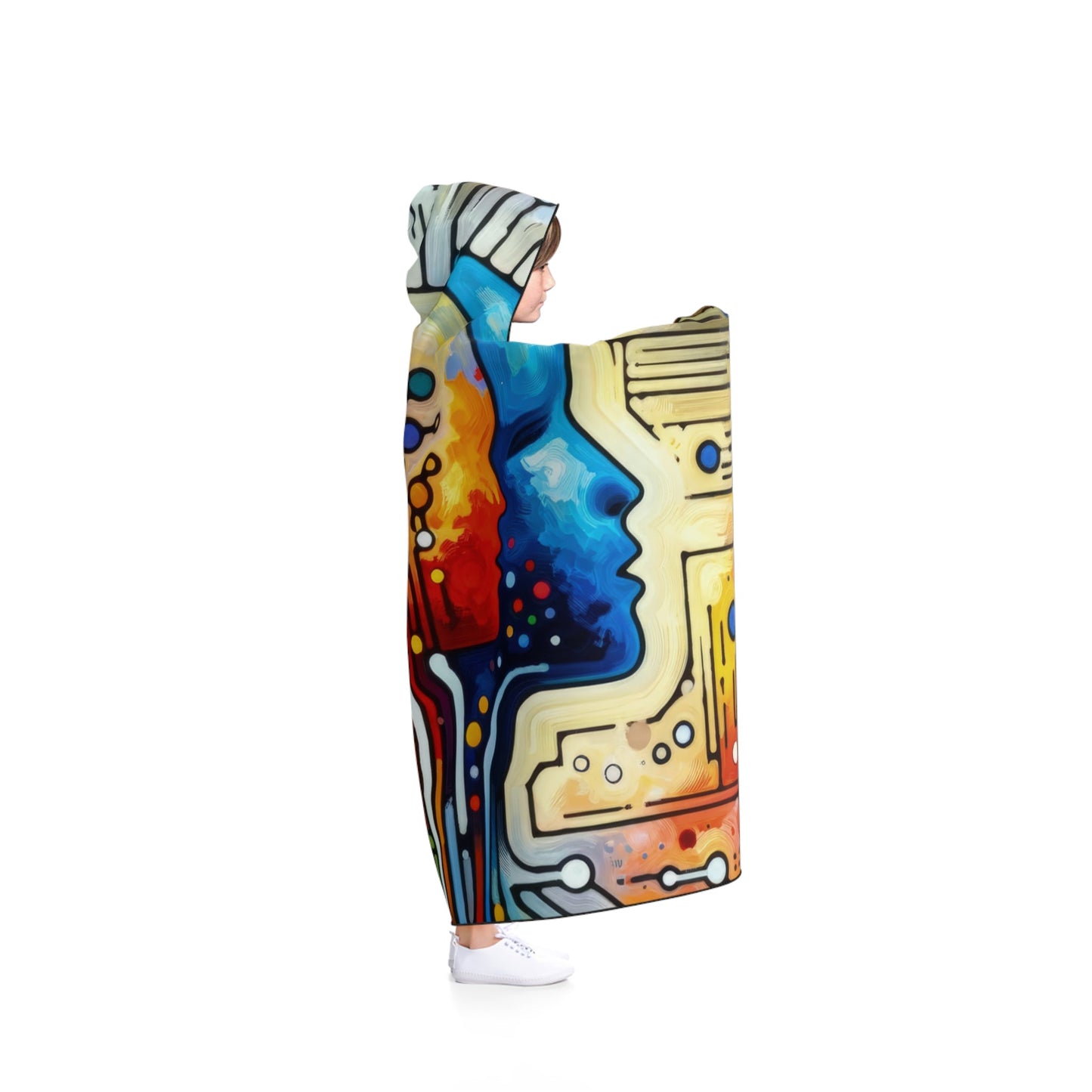 Empathetic Connection Abstract Hooded Blanket - ATUH.ART