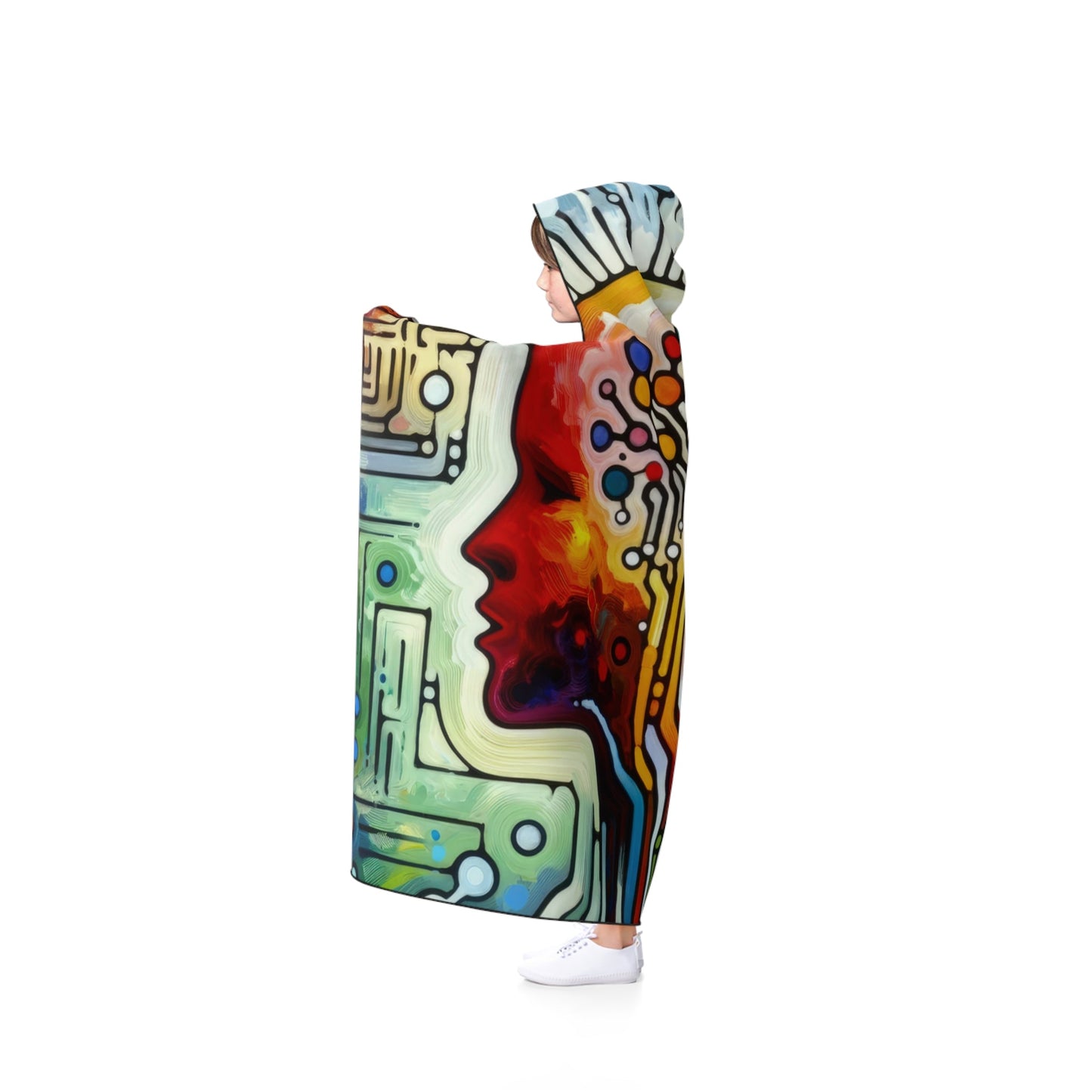 Empathetic Connection Abstract Hooded Blanket - ATUH.ART
