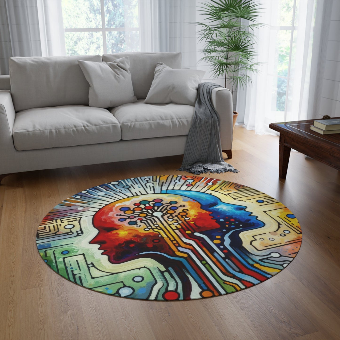 Empathetic Connection Abstract Round Rug - ATUH.ART