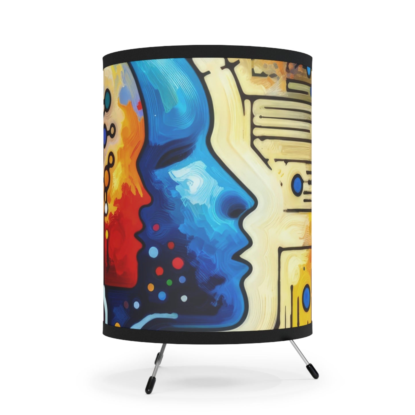 Empathetic Connection Abstract Tripod Lamp with High-Res Printed Shade, US\CA plug - ATUH.ART