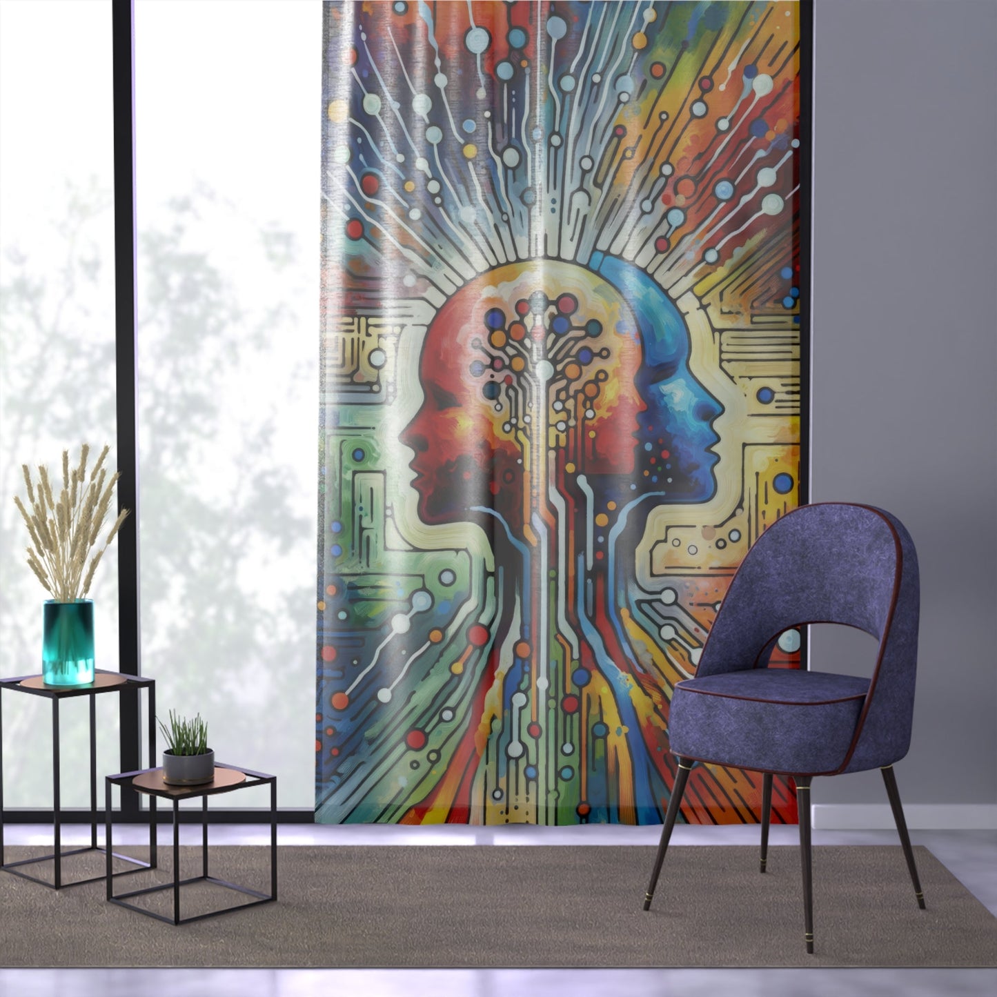 Empathetic Connection Abstract Window Curtain - ATUH.ART