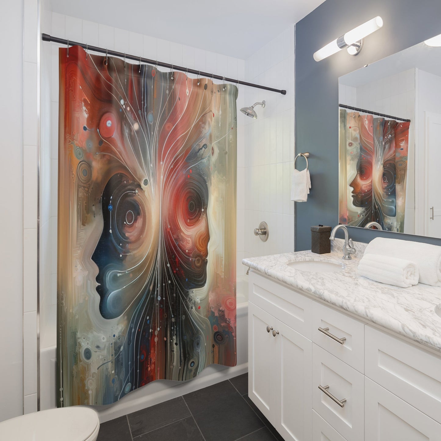 Empathetic Exchange Essence Shower Curtains - ATUH.ART