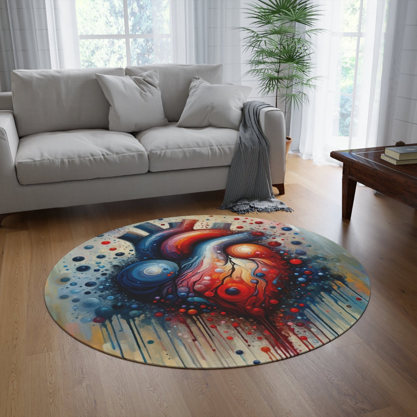 Empathetic Heart Expression Round Rug - ATUH.ART