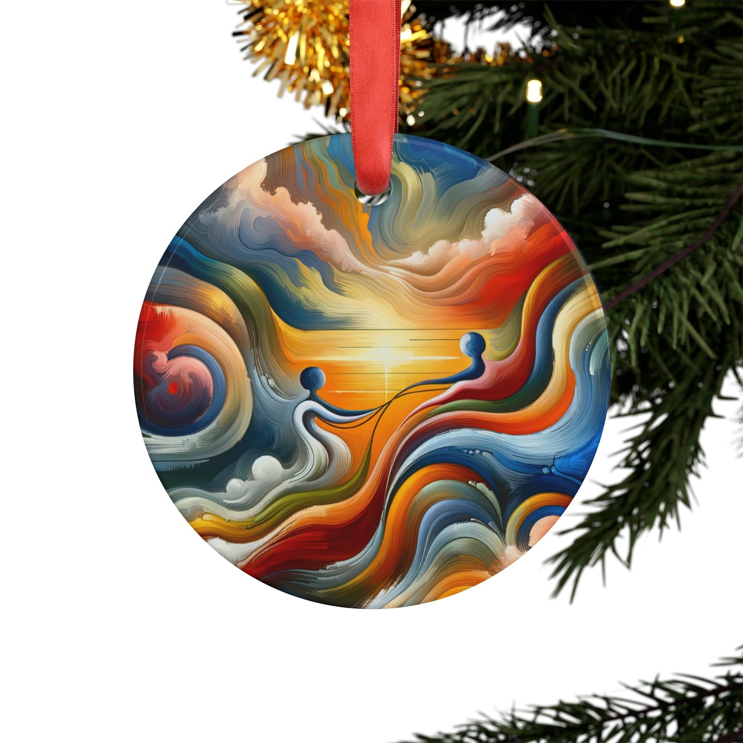 Empathetic Lifeline Abstract Acrylic Ornament with Ribbon - ATUH.ART