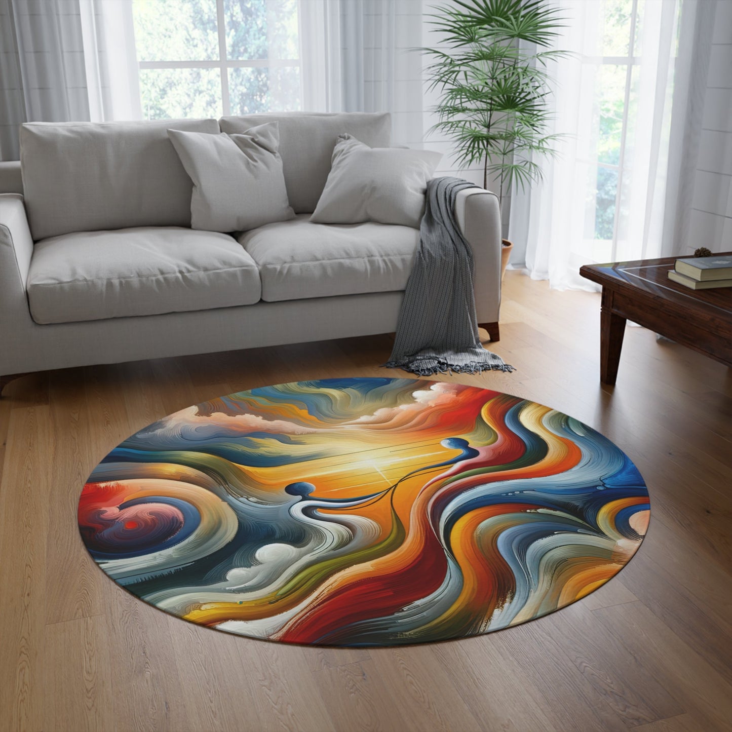 Empathetic Lifeline Abstract Round Rug - ATUH.ART