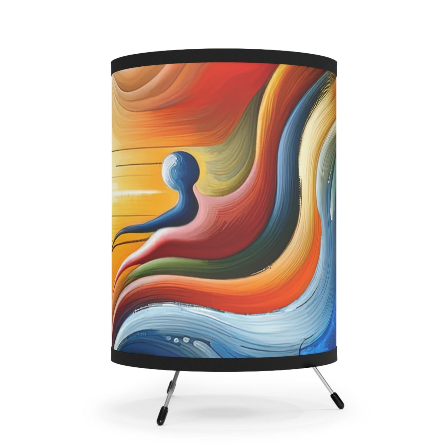 Empathetic Lifeline Abstract Tripod Lamp with High-Res Printed Shade, US\CA plug - ATUH.ART