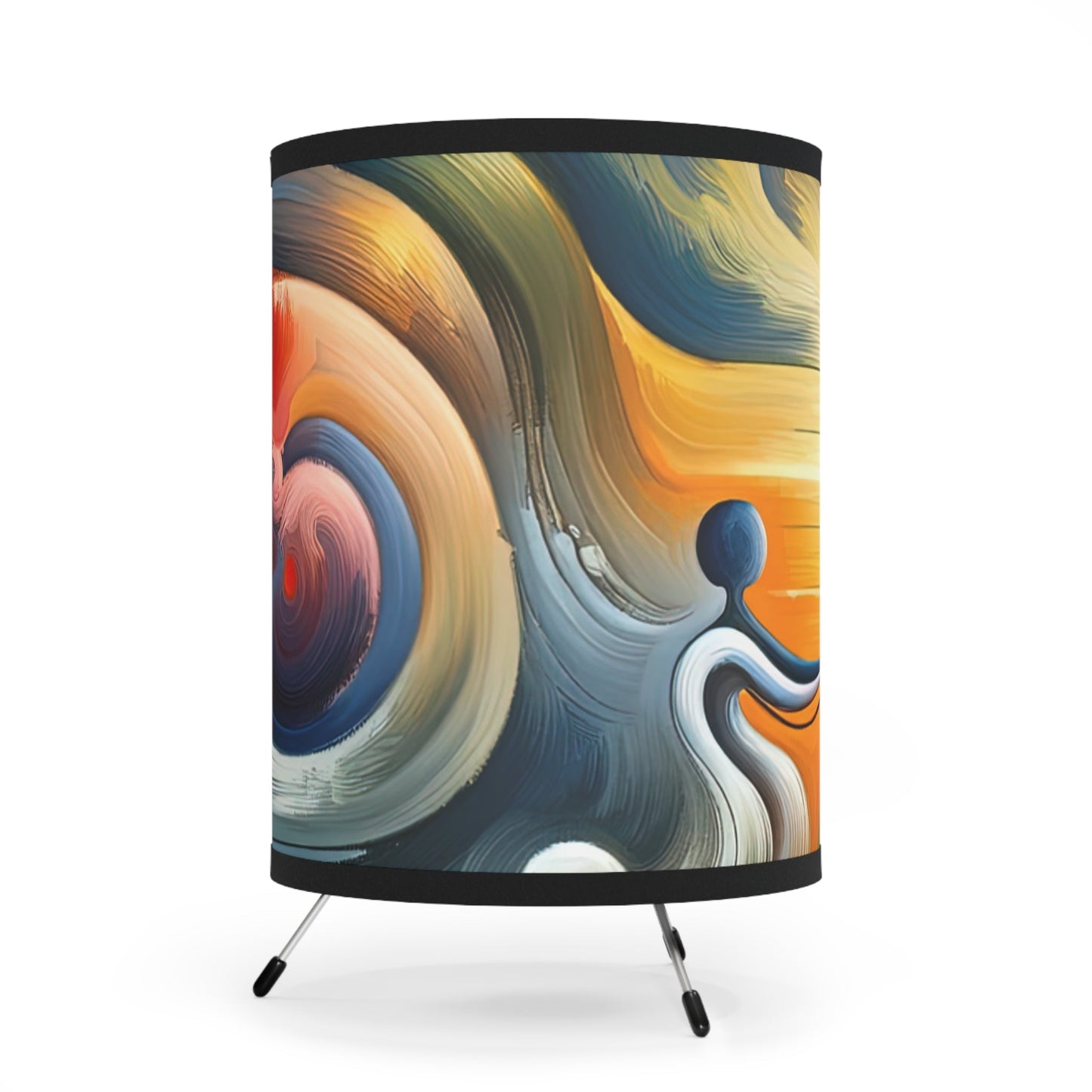 Empathetic Lifeline Abstract Tripod Lamp with High-Res Printed Shade, US\CA plug - ATUH.ART