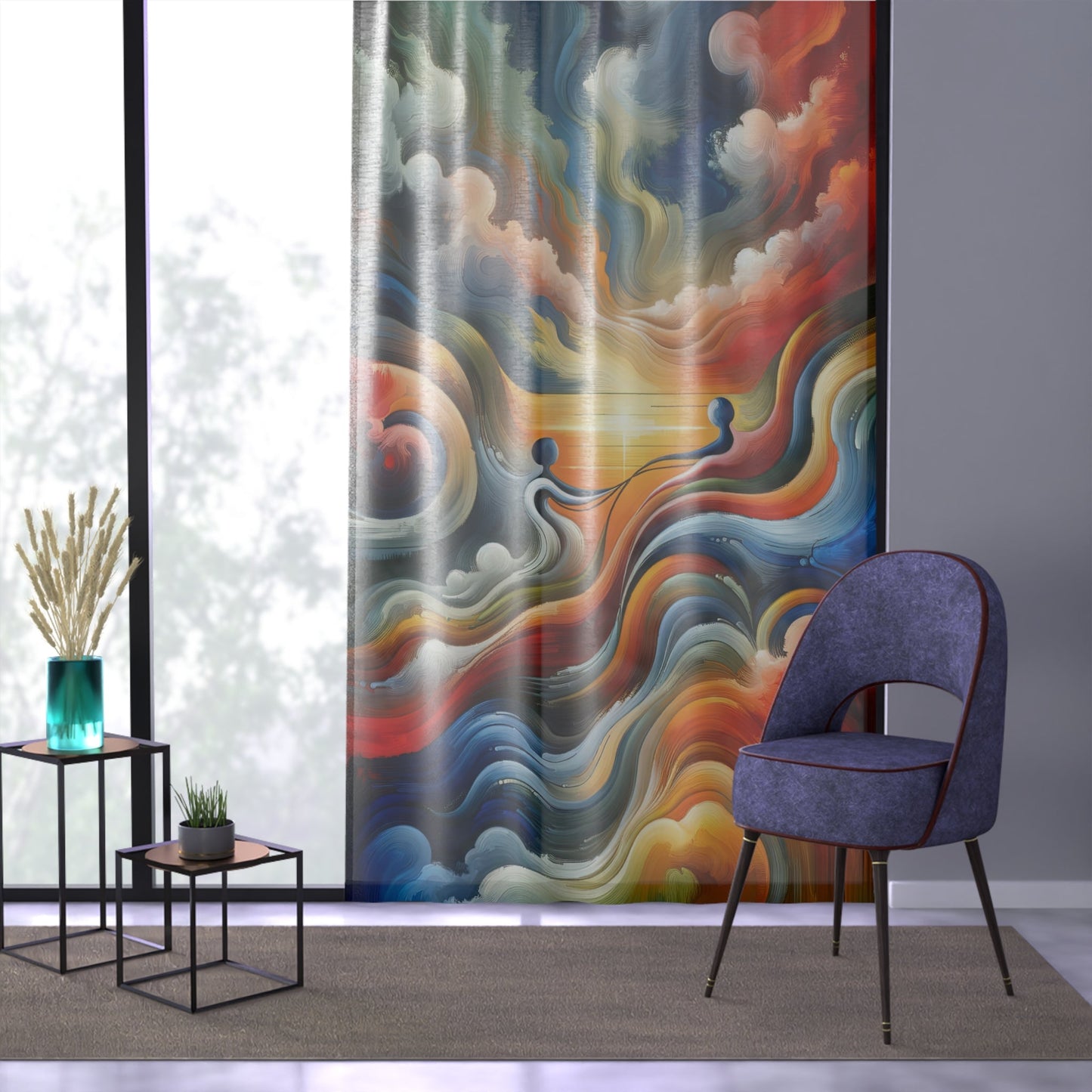 Empathetic Lifeline Abstract Window Curtain - ATUH.ART