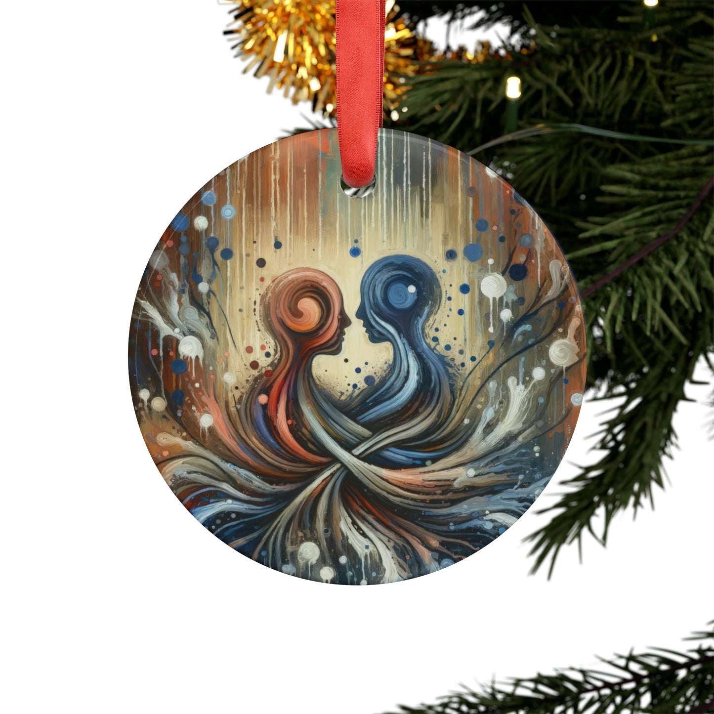 Empathic Connection Tachism Acrylic Ornament with Ribbon - ATUH.ART