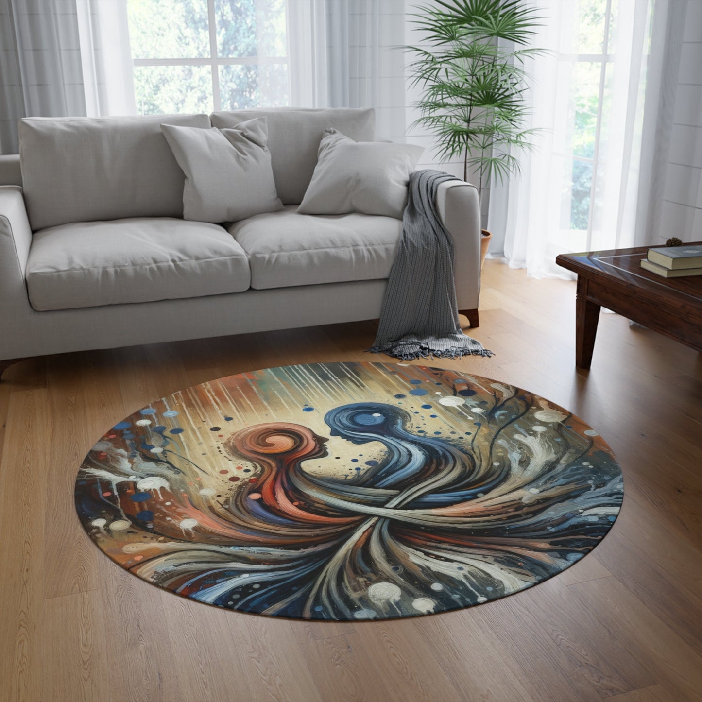 Empathic Connection Tachism Round Rug - ATUH.ART