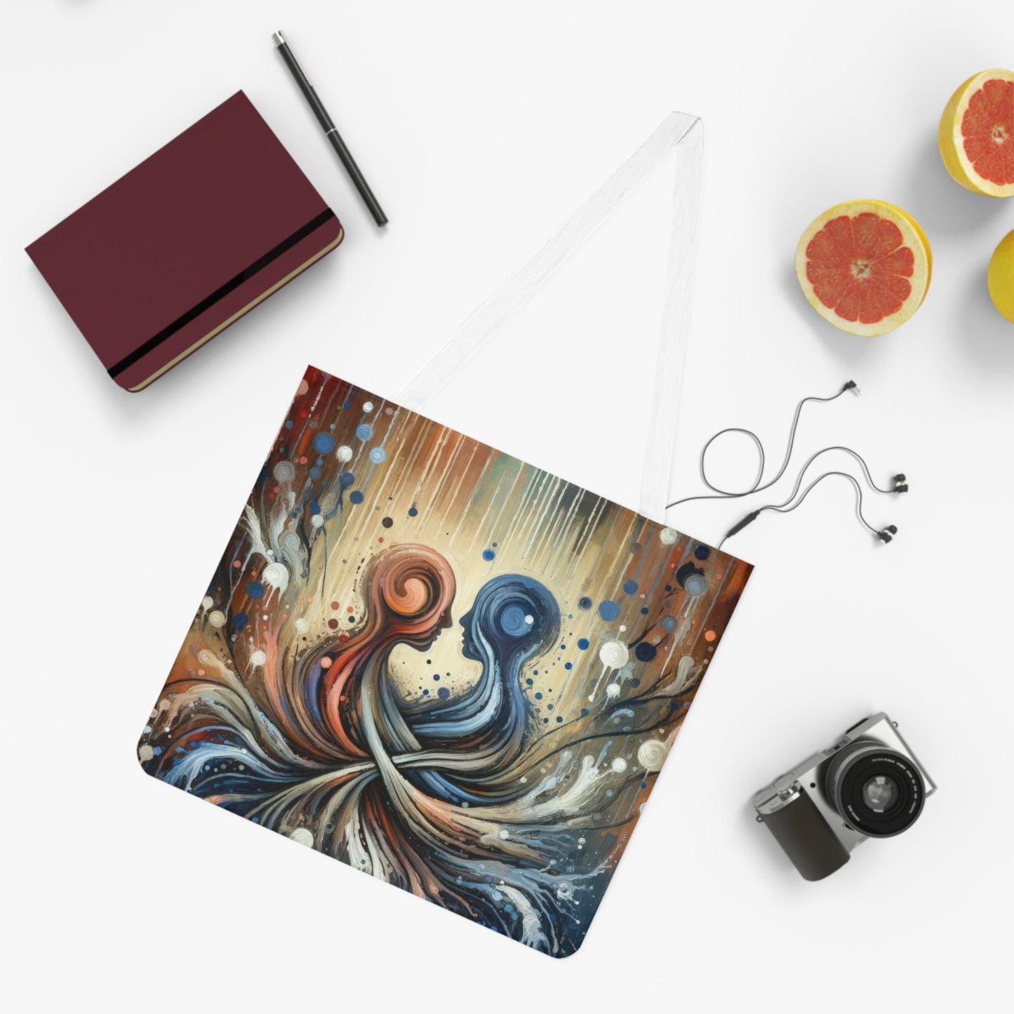 Empathic Connection Tachism Shoulder Tote Bag (AOP) - ATUH.ART
