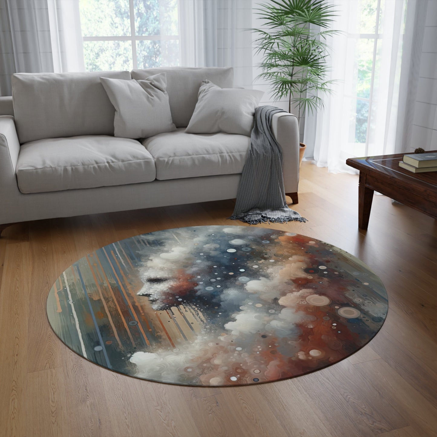 Ephemeral Hour Residue Round Rug - ATUH.ART