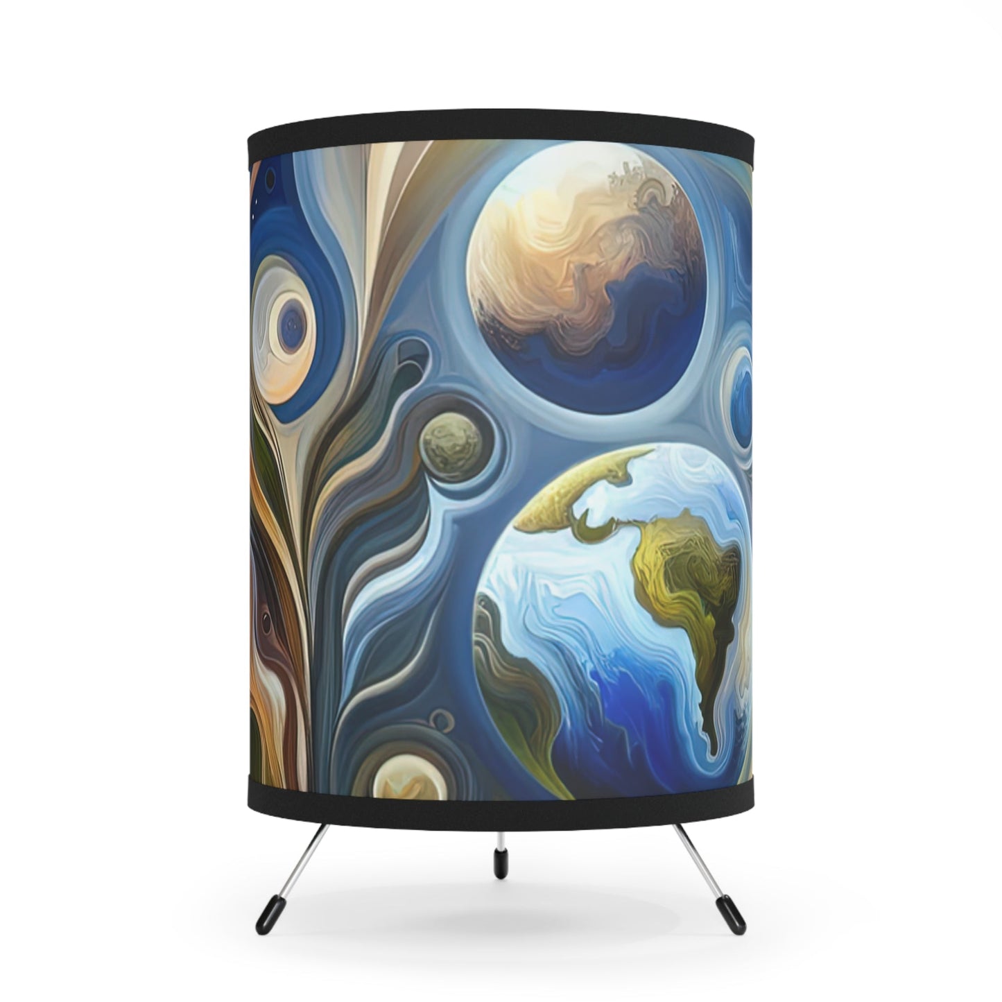 Esoteric Nurturing Gaia Tripod Lamp with High-Res Printed Shade, US\CA plug - ATUH.ART