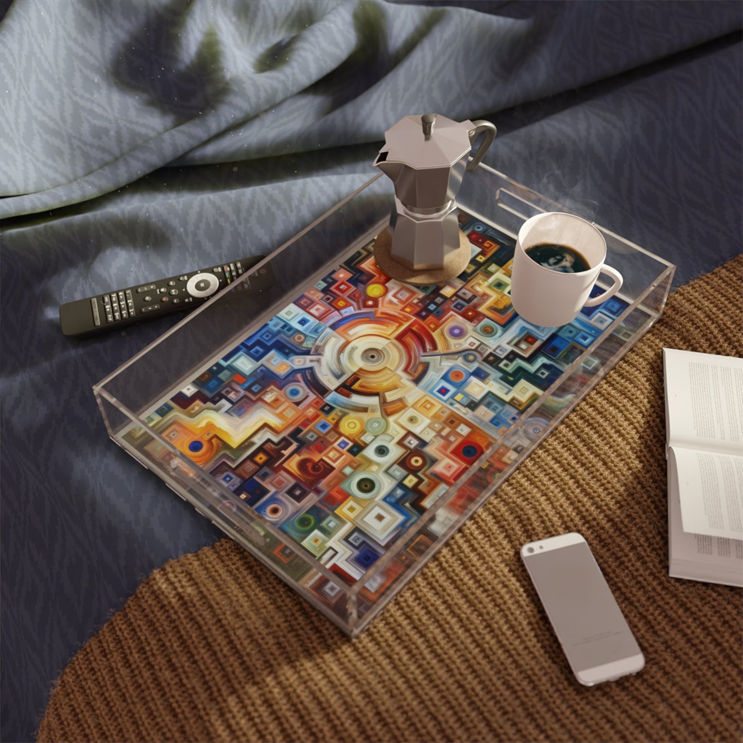 Essence Kaleidoscope Tapestry Acrylic Serving Tray - ATUH.ART