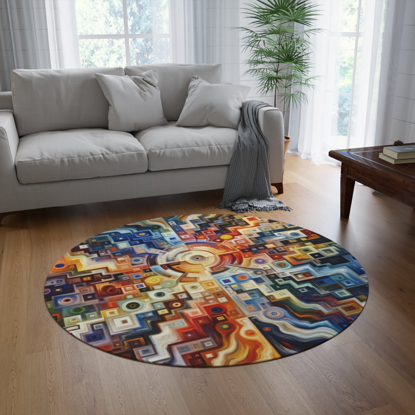 Essence Kaleidoscope Tapestry Round Rug - ATUH.ART