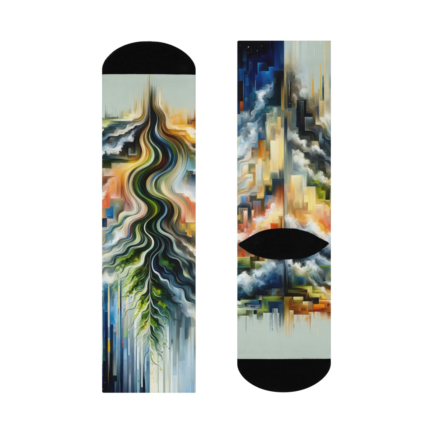Eternal Digital Contrast Cushioned Crew Socks - ATUH.ART
