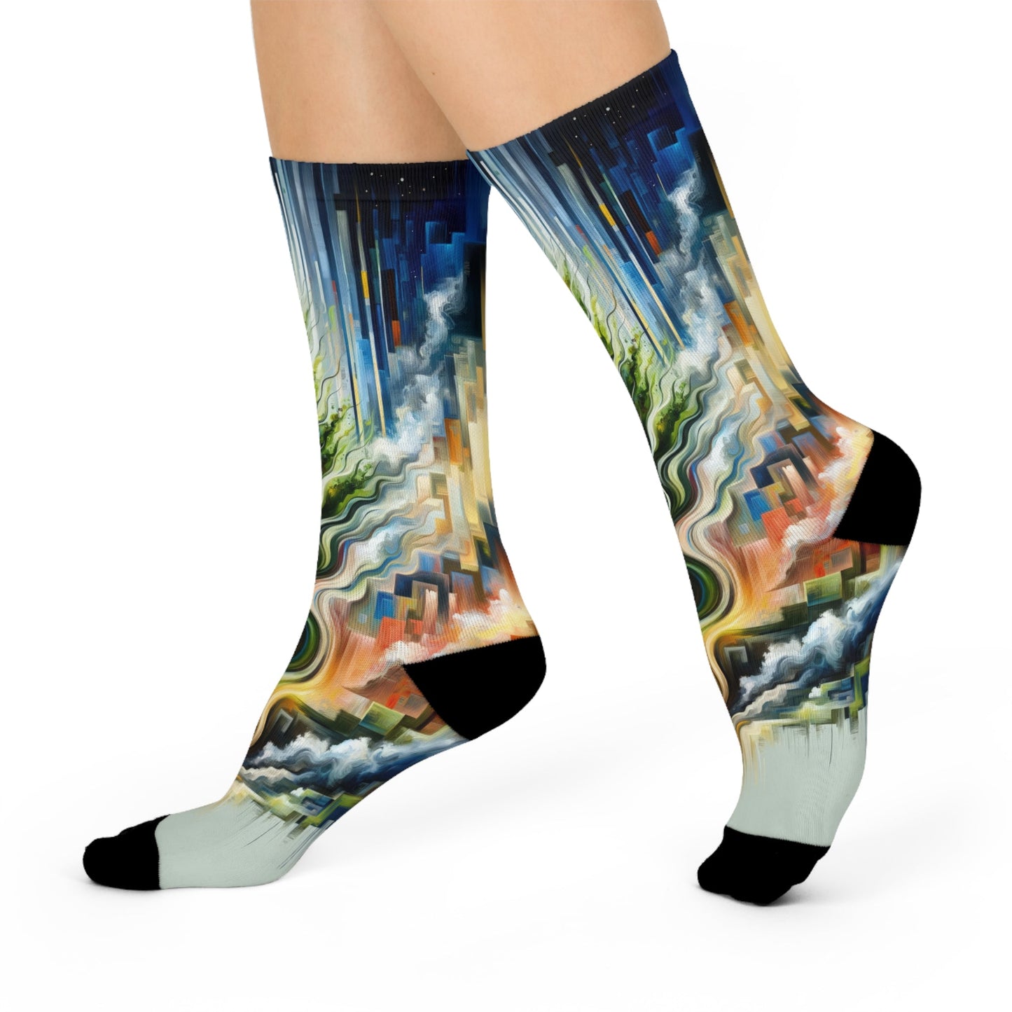 Eternal Digital Contrast Cushioned Crew Socks - ATUH.ART
