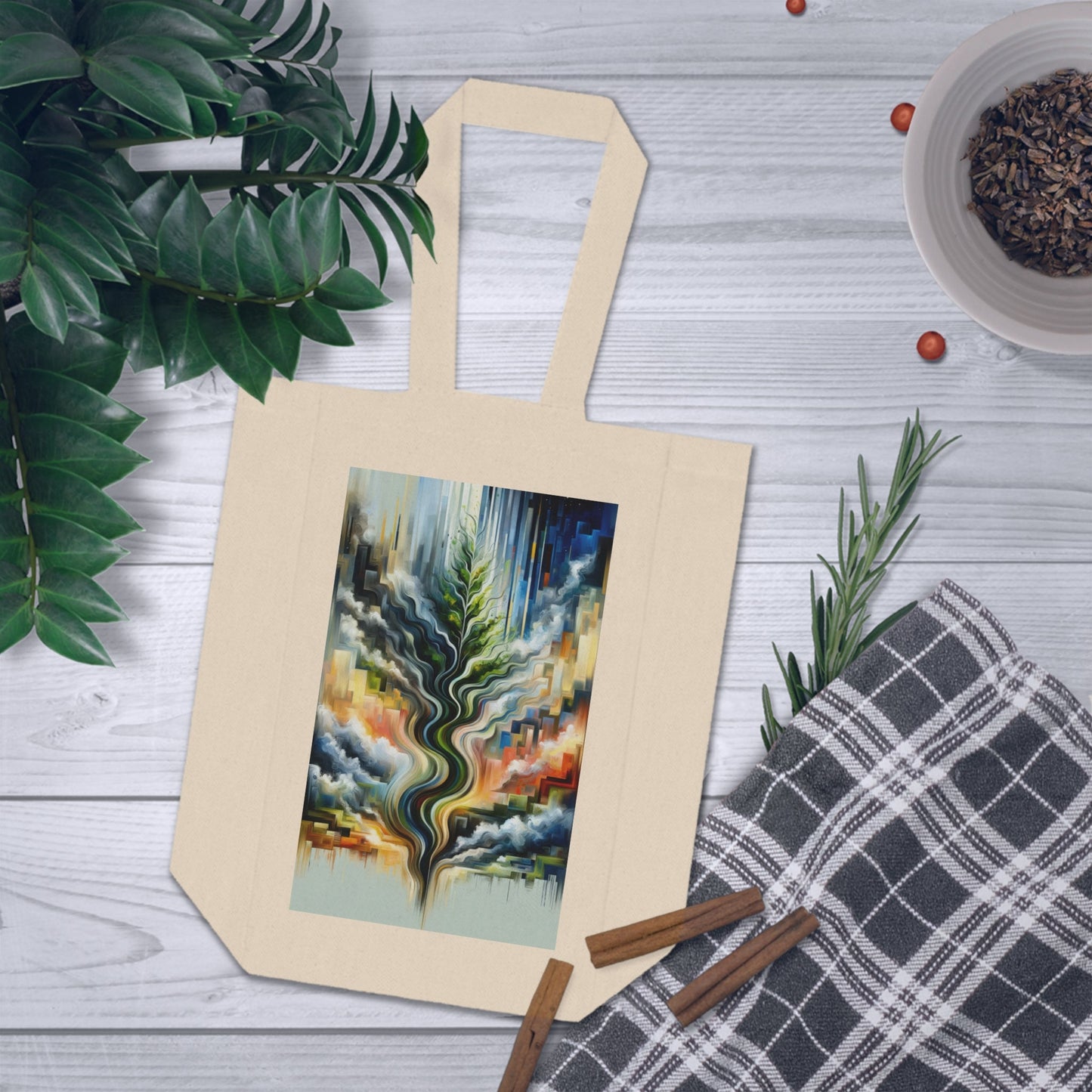 Eternal Digital Contrast Double Wine Tote Bag - ATUH.ART