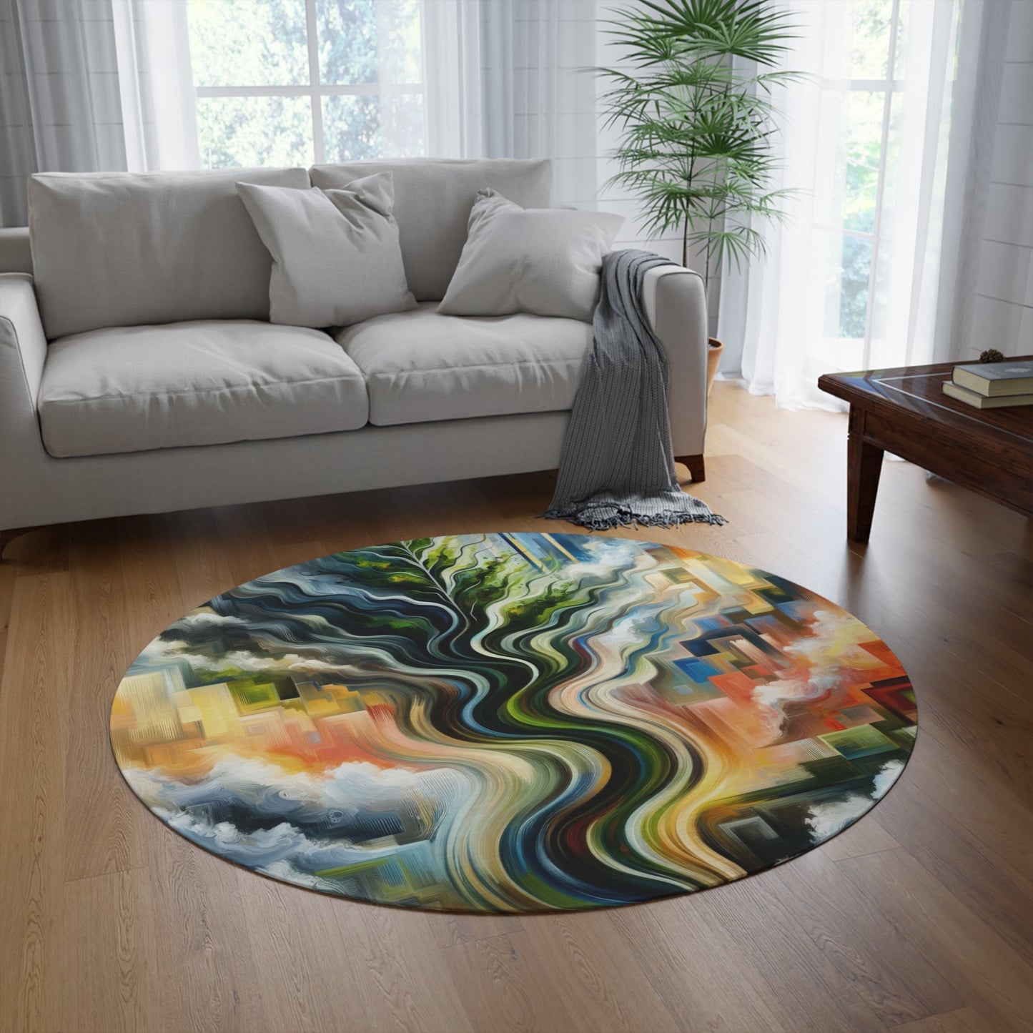 Eternal Digital Contrast Round Rug - ATUH.ART