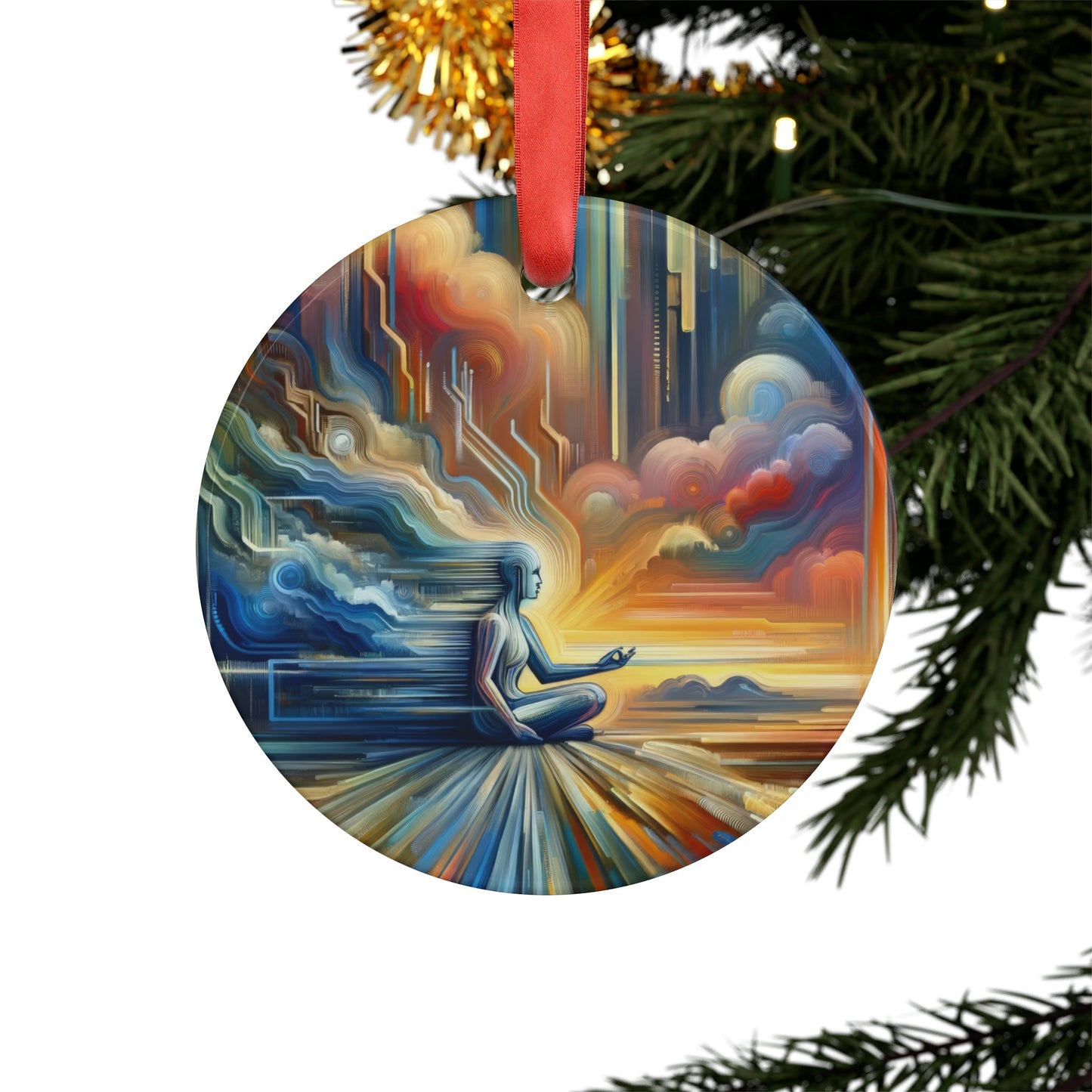 Eternal Digital Meditation Acrylic Ornament with Ribbon - ATUH.ART
