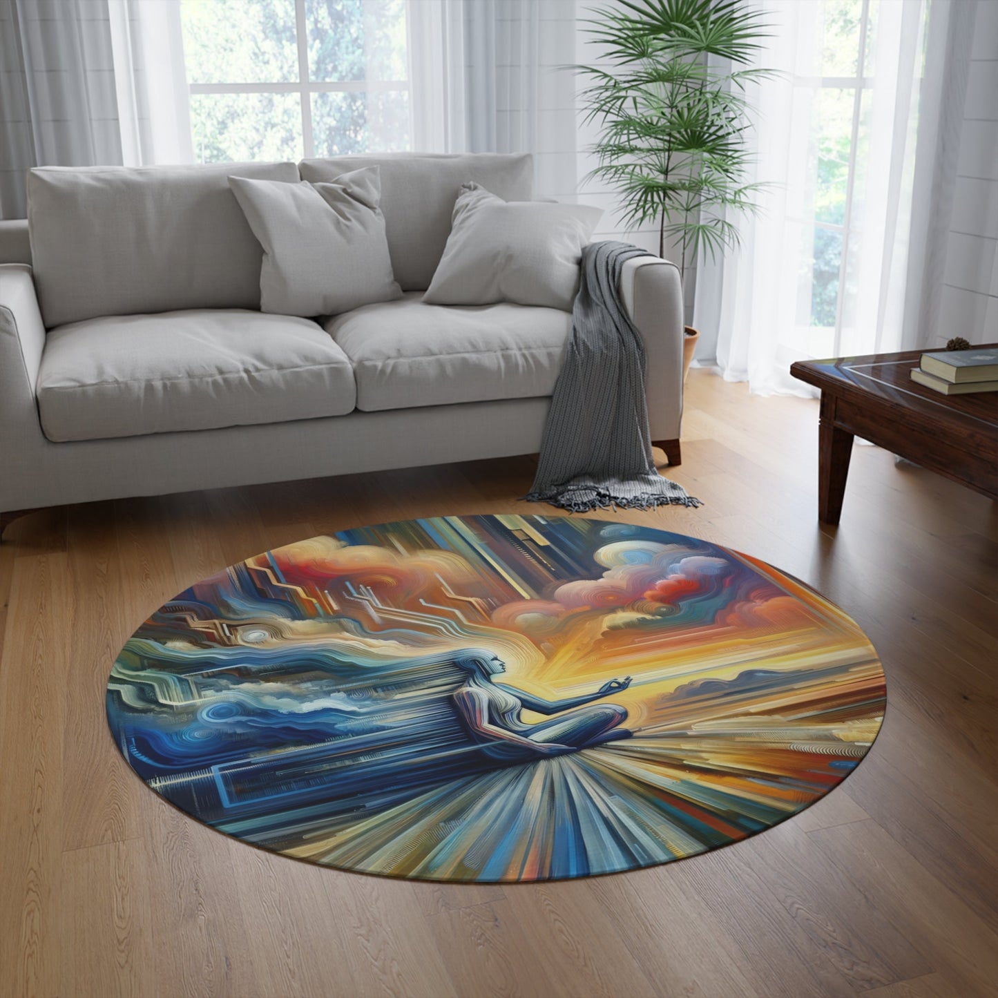 Eternal Digital Meditation Round Rug - ATUH.ART