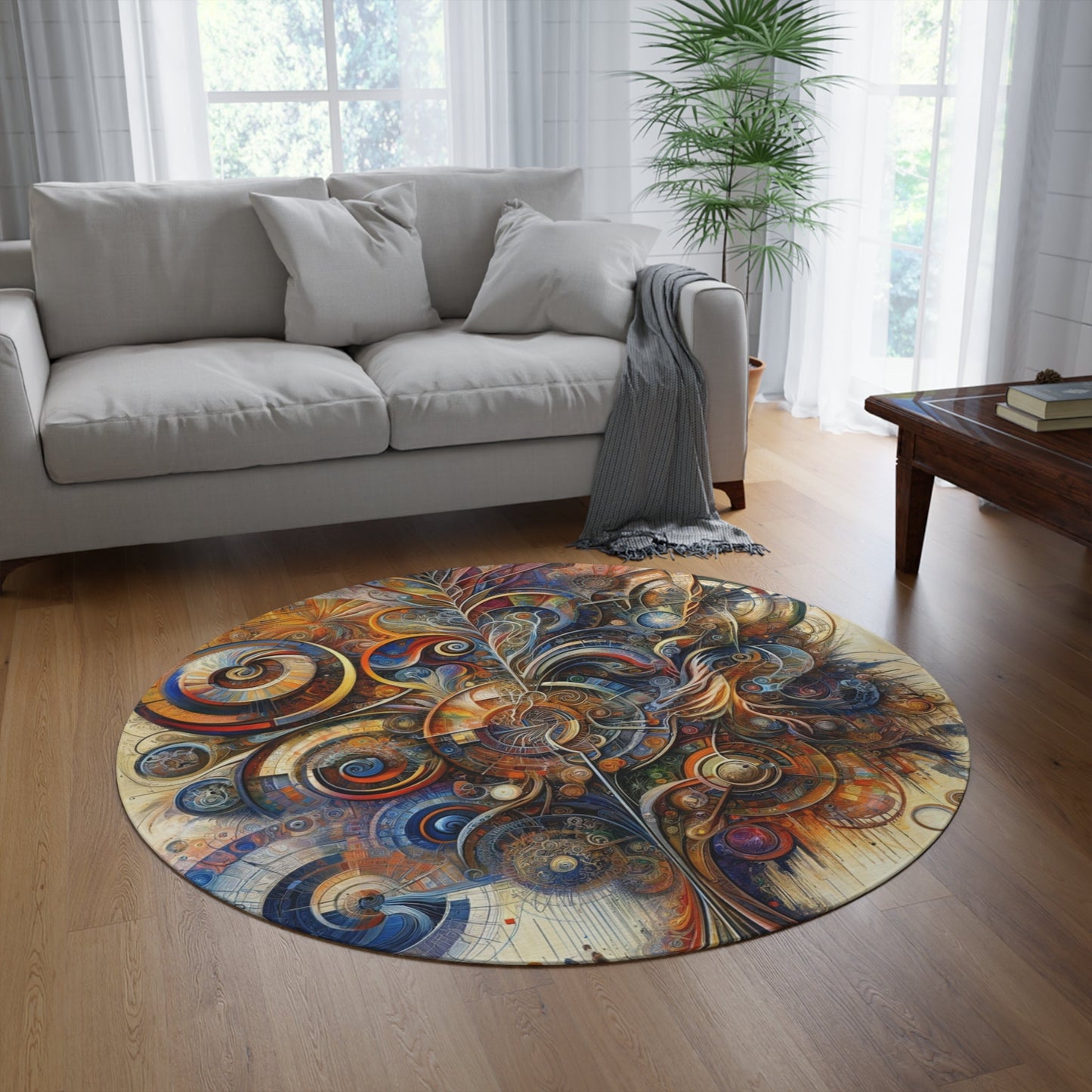 Ethos Web Abstract Round Rug - ATUH.ART