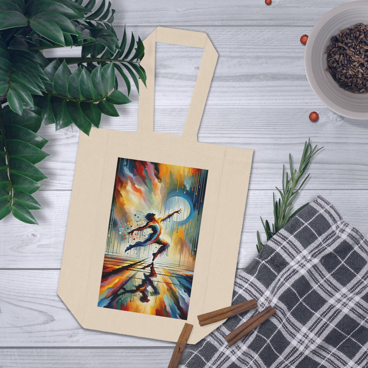 Expressive Dance Reflection Double Wine Tote Bag - ATUH.ART