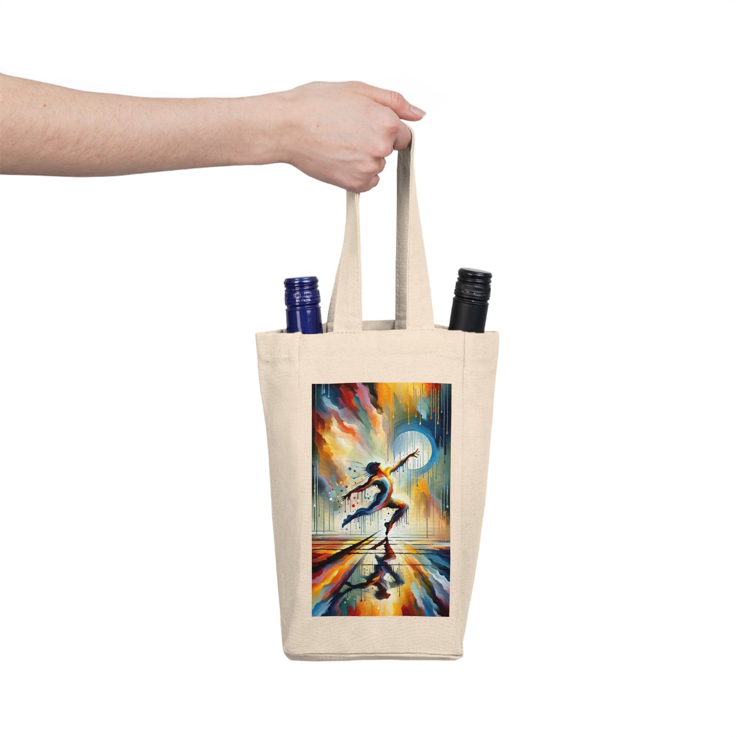Expressive Dance Reflection Double Wine Tote Bag - ATUH.ART